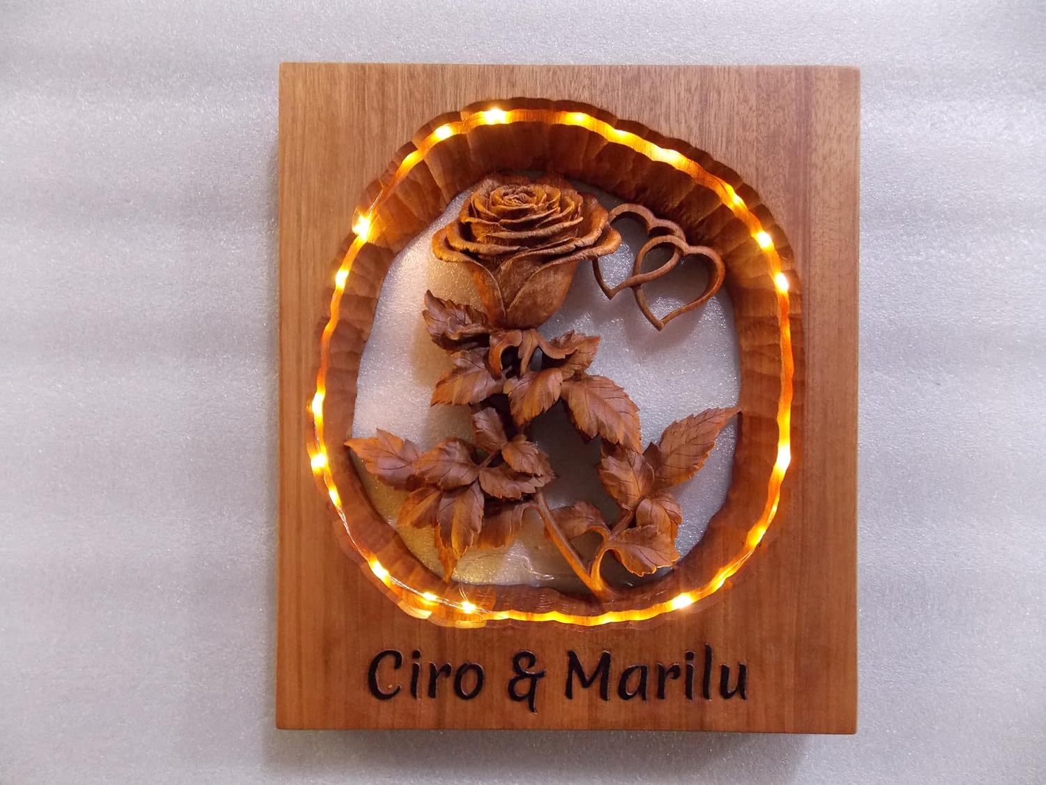 Wood Rose Gift For Her Couples Gift Personalized Wedding Gift 5 Years Anniversary Gift Family Name Sign Established Sign