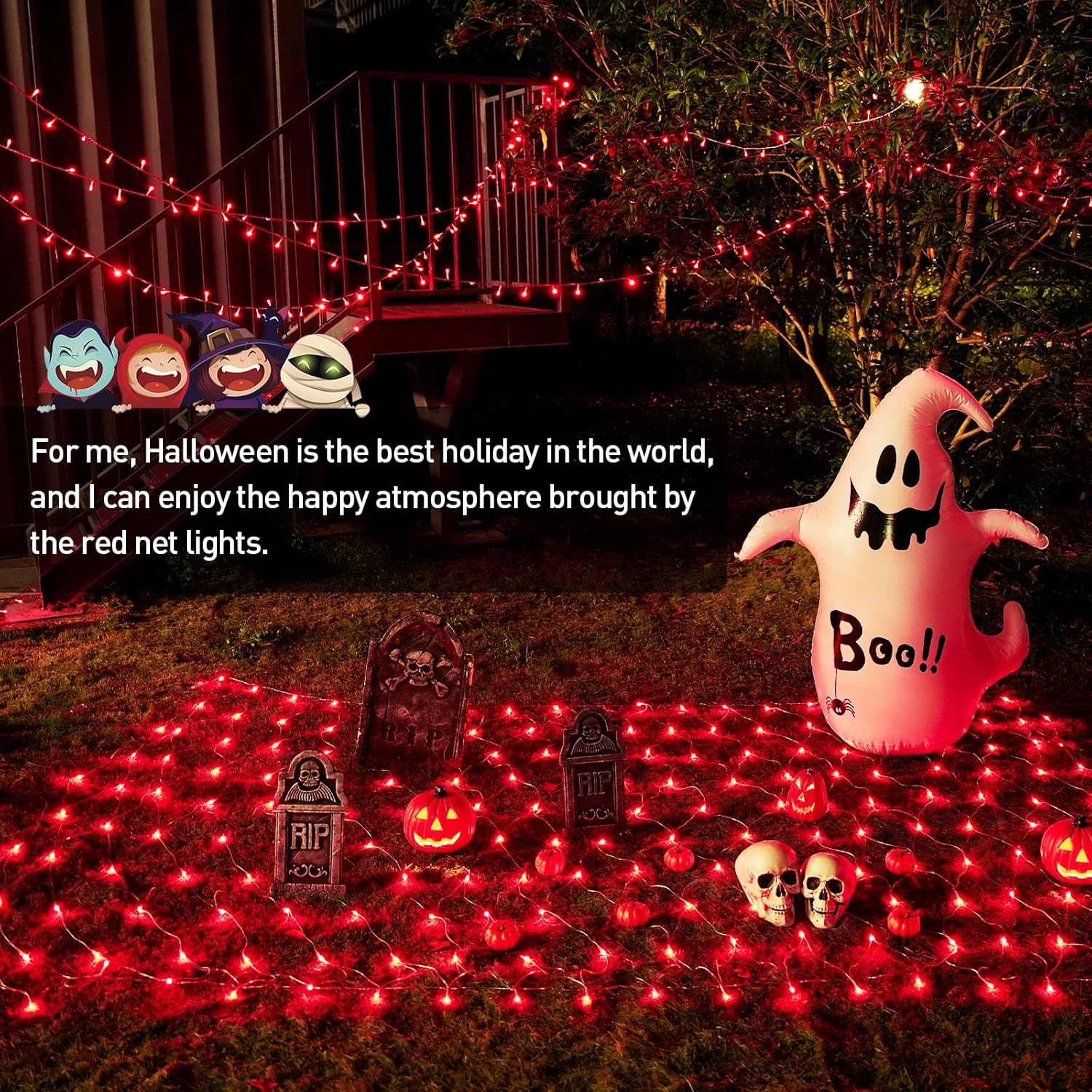JMEXSUSS 200 luces LED rojas de red de Navidad, 9.8 pies x 6.6 pies, luces de arbusto de Navidad conectables con control remoto, 8 modos de enchufe,
