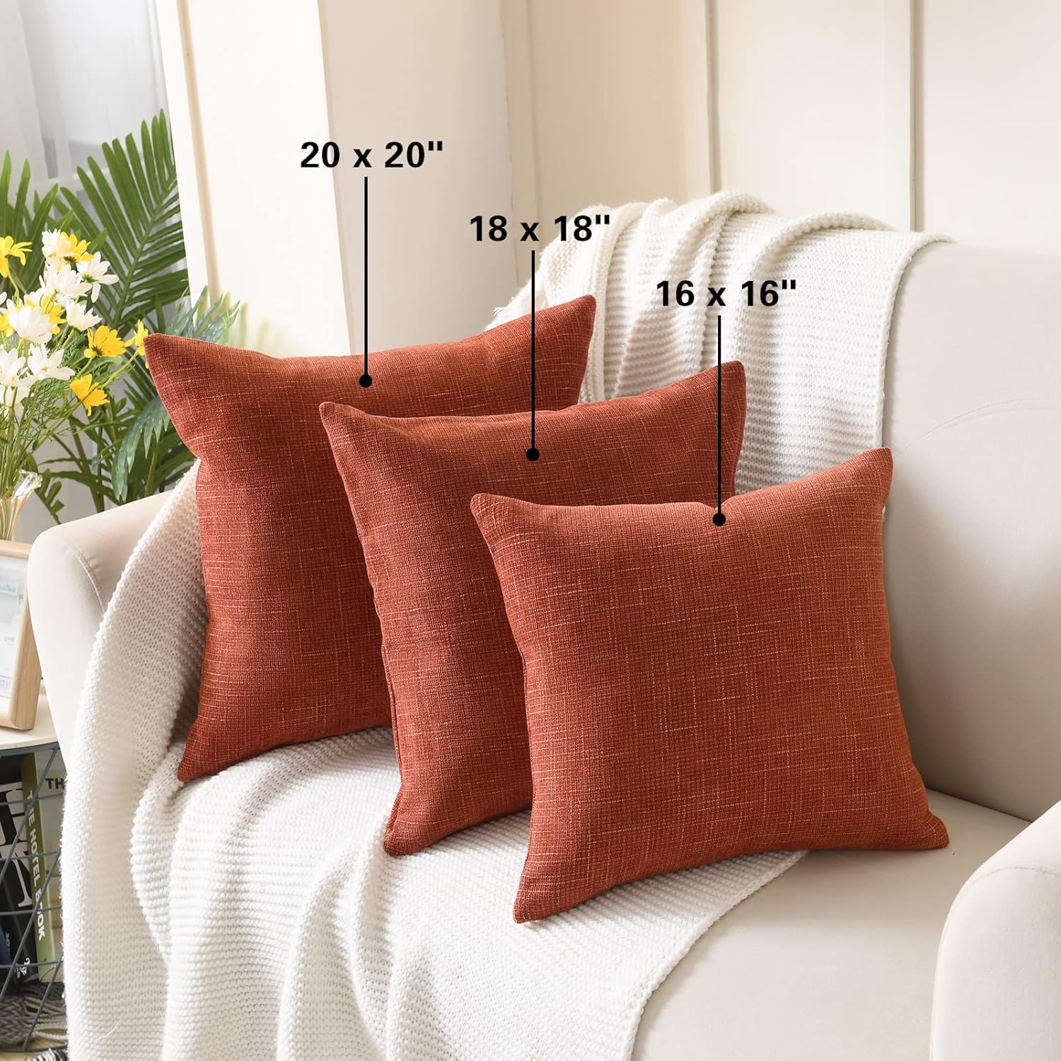 Yastouay Paquete de 2 fundas de almohada de 22 x 22 pulgadas, almohadas decorativas de granja, fundas de almohada cuadradas de felpilla para sofá,