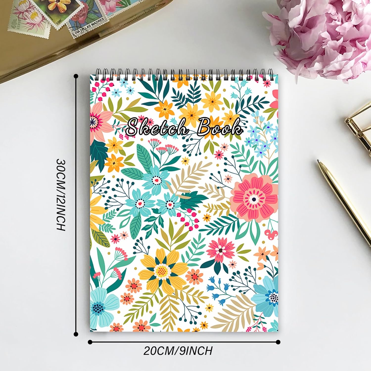 Deokke Cuaderno de bocetos encuadernado en espiral, 9 x 12 pulgadas, papel grueso de 3.53 ozm, 50 hojas y 100 páginas, libro de bocetos artísticos,