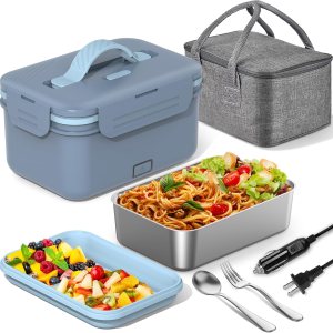 Lonchera eléctrica con calentador de alimentos, 1.8 L para adultos, para automóvil, camión, 12 V24 V110 V220 V, caja de almuerzo portátil para Lonchera eléctrica con calentador de alimentos, 1.8 L para adultos, para automóvil, camión, 12 V24 V110 V220 V, caja de almuerzo portátil para