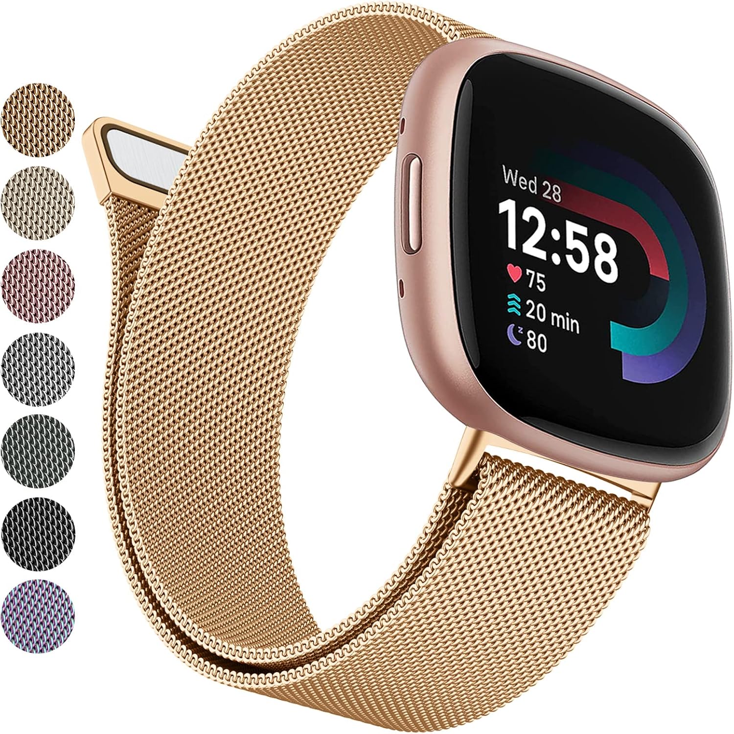 Bandas de metal compatibles con Fitbit Versa 3Versa 4Fitbit SenseSense 2 para mujeres y hombres, correa de malla de acero inoxidable transpirable