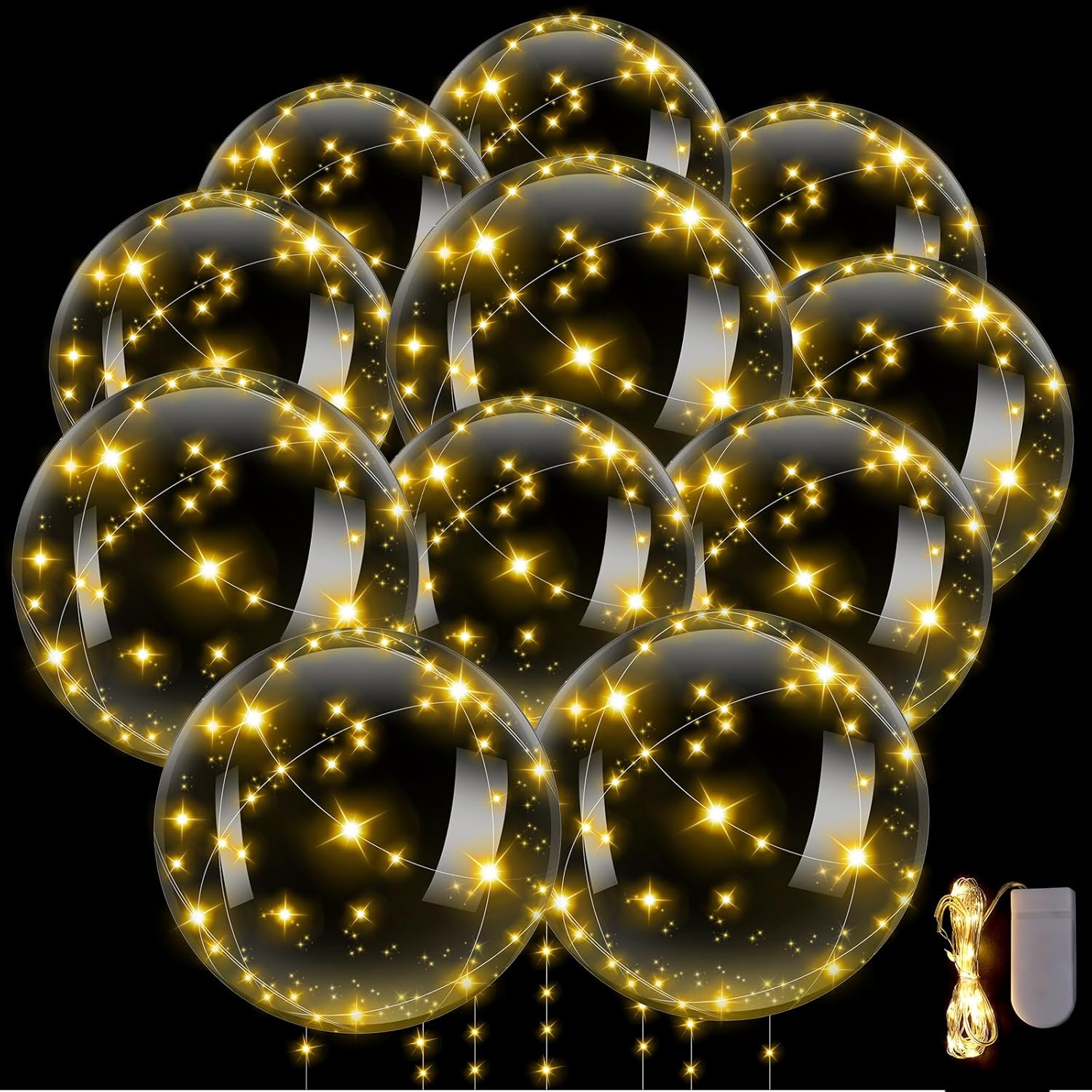 Paquete de 20 globos LED de 20 pulgadas y 24 pulgadas, globos iluminados transparentes, globos de Navidad brillantes Bobo globos de luz transparente