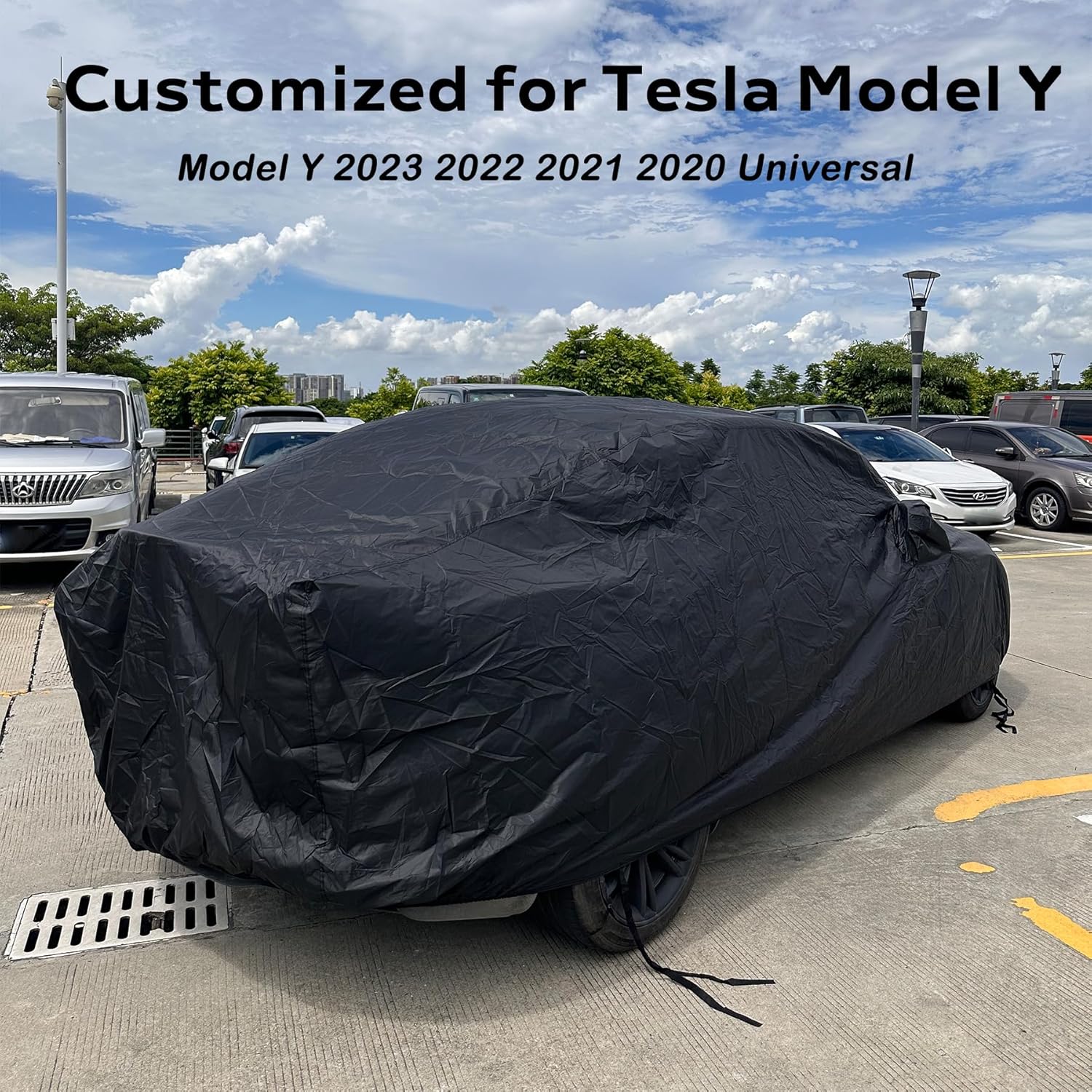 Tesla Model Y – Funda impermeable para automóvil, cubierta exterior completa, protección contra todo tipo de clima, a prueba de rayos UV, protector