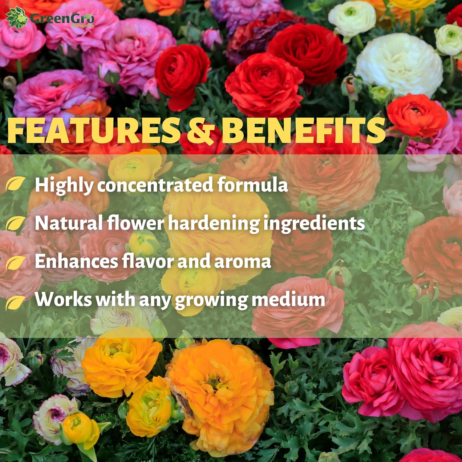 GreenGro Flower Finisher – Fertilizante orgánico NPK y potenciador de floración grande para plantas en flornutrientes ideales para maximizar los