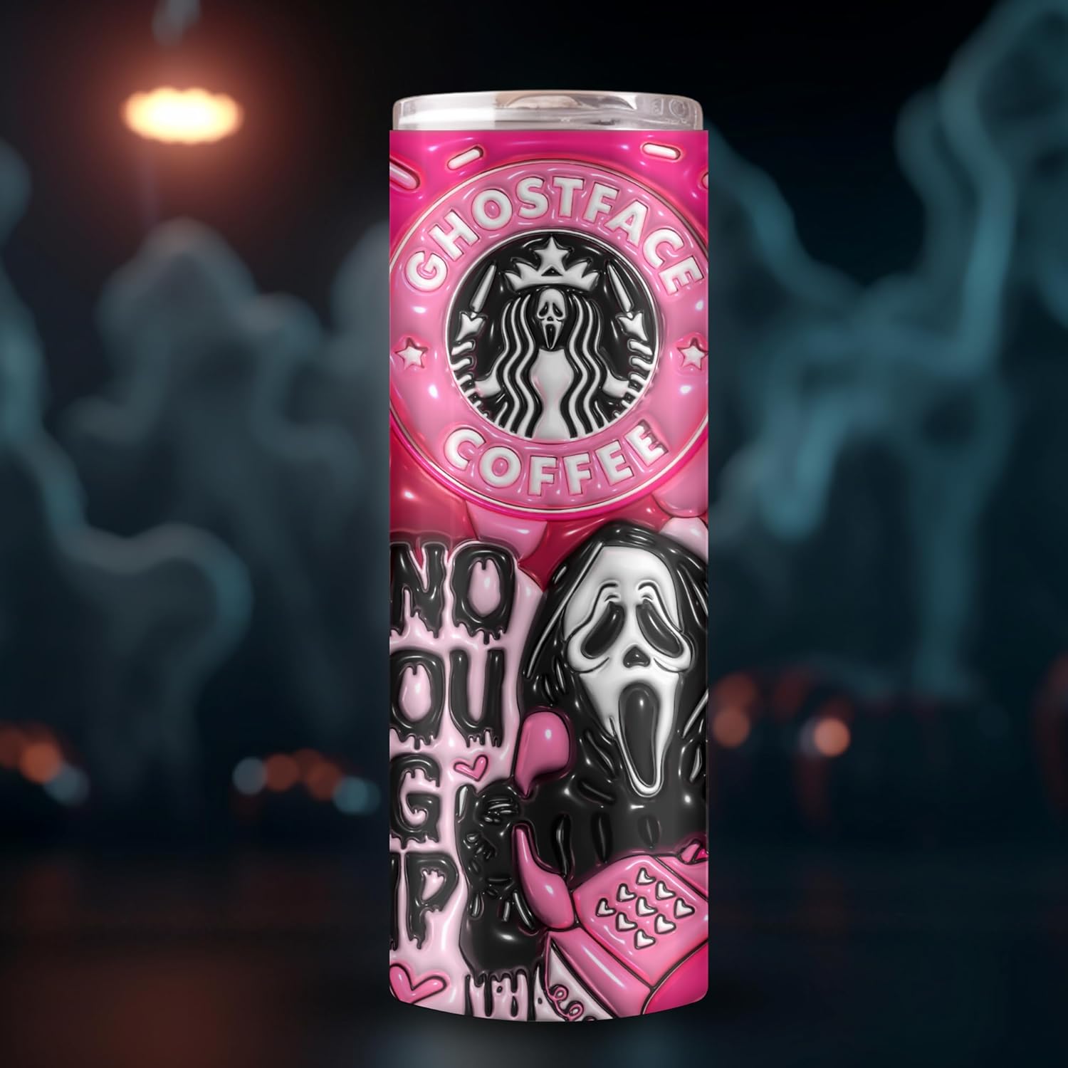 Vaso de acero inoxidable de 20 onzas para Halloween, con cara fantasma, vasos espeluznantes, aislados, reutilizables