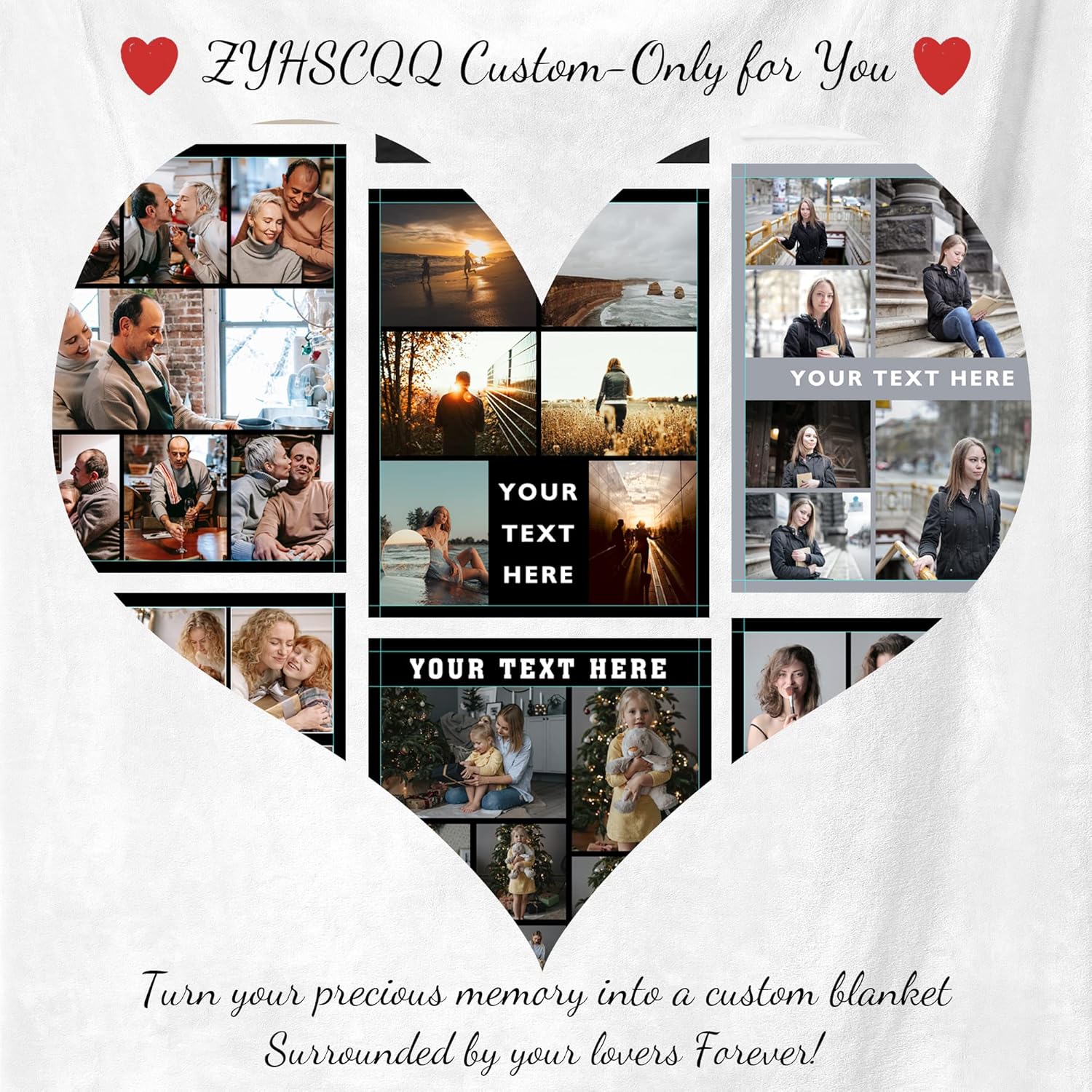 Manta personalizada con fotos, regalos personalizados hecha en Estados Unidos, manta personalizada familiar suave con 10 fotos para mujeres,