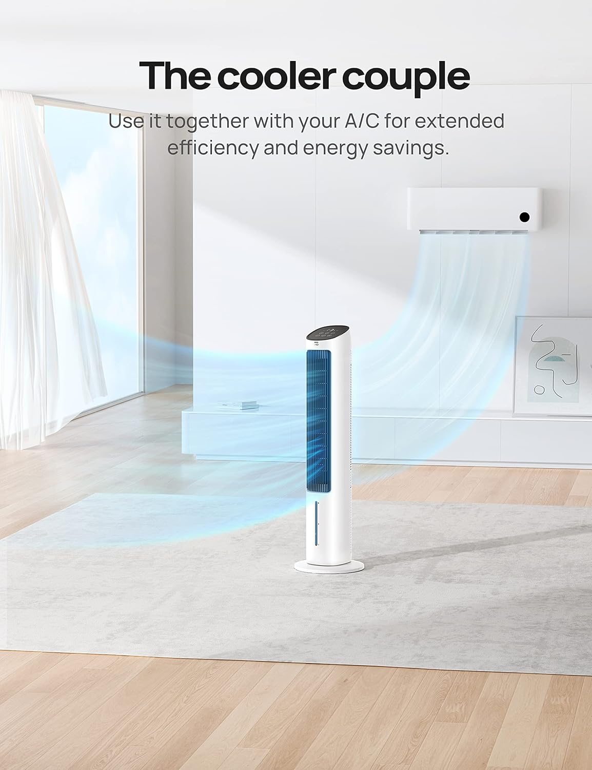Dreo Enfriador de aire evaporativo, ventiladores de enfriamiento de 40 pulgadas que soplan aire frío, oscilación de 80, tanque de agua extraíble,