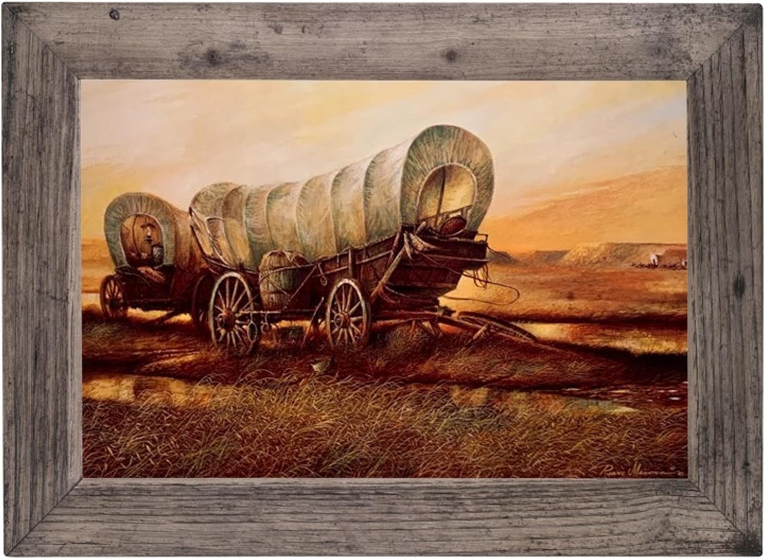 Lentics Cowboy Wagon Rustic Stagecoach Farmhouse & Country Wall Art Decor Print  16 x 20 pulgadas  Lienzopintura como impresión texturizada y