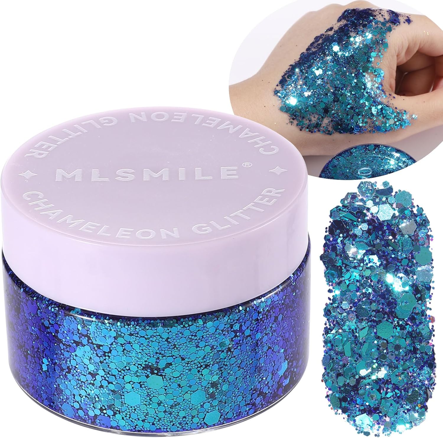 Gel de purpurina corporal azul, maquillaje de gel con purpurina gruesa para cara, cabello, uñas, fiesta, cantante, conciertos, festivales de música,