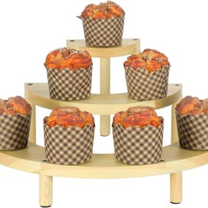 MyGift Soporte para cupcakes de 3 niveles, de madera natural, semicírculo, postre y aperitivo, juego de 3 piezas MyGift Soporte para cupcakes de 3 niveles, de madera natural, semicírculo, postre y aperitivo, juego de 3 piezas