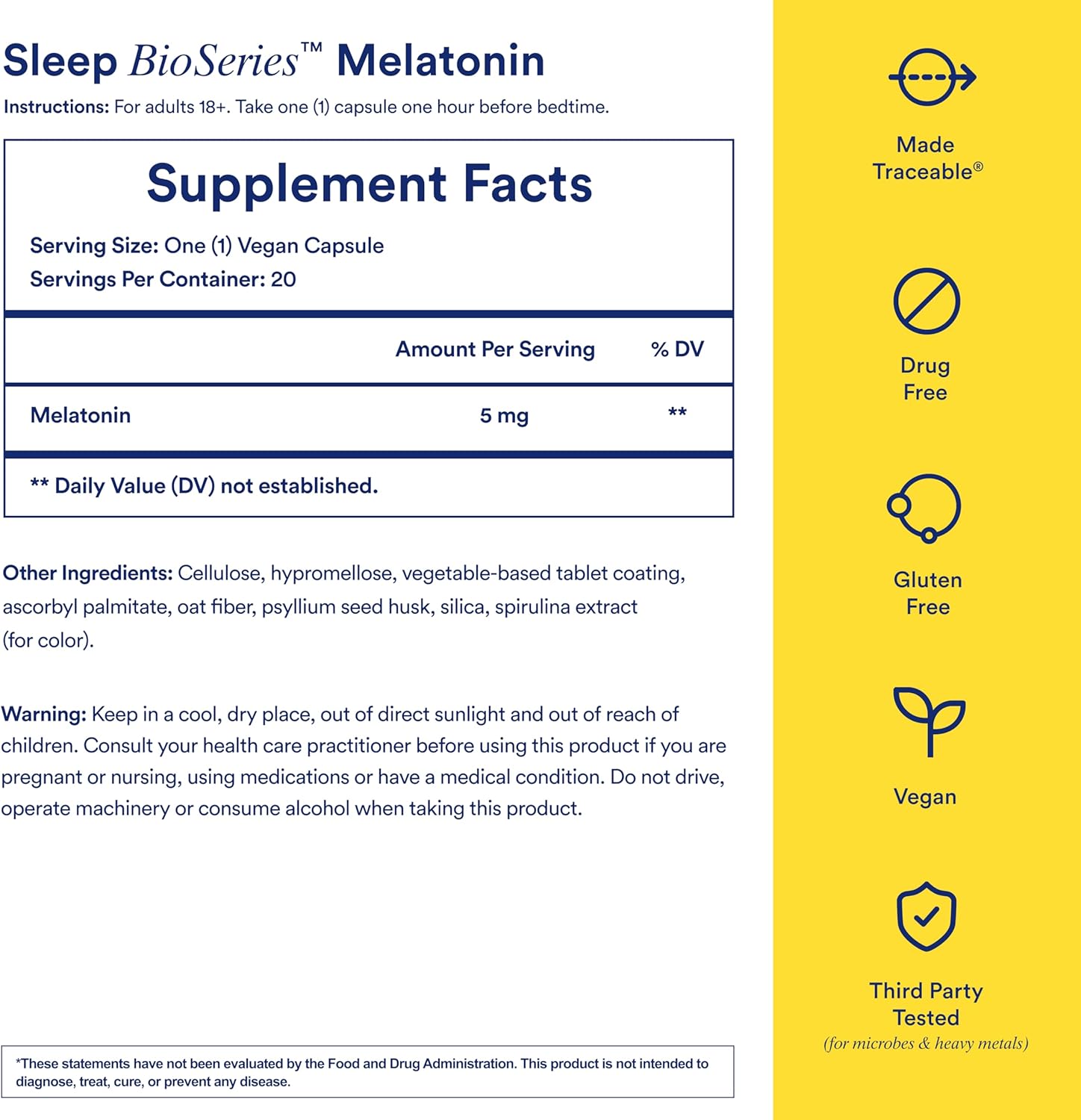 Ritual Sleep BioSeries Melatonina ayuda para dormir para adultos, suplemento para dormir con cápsulas liberadas por el tiempo, vitaminas para dormir