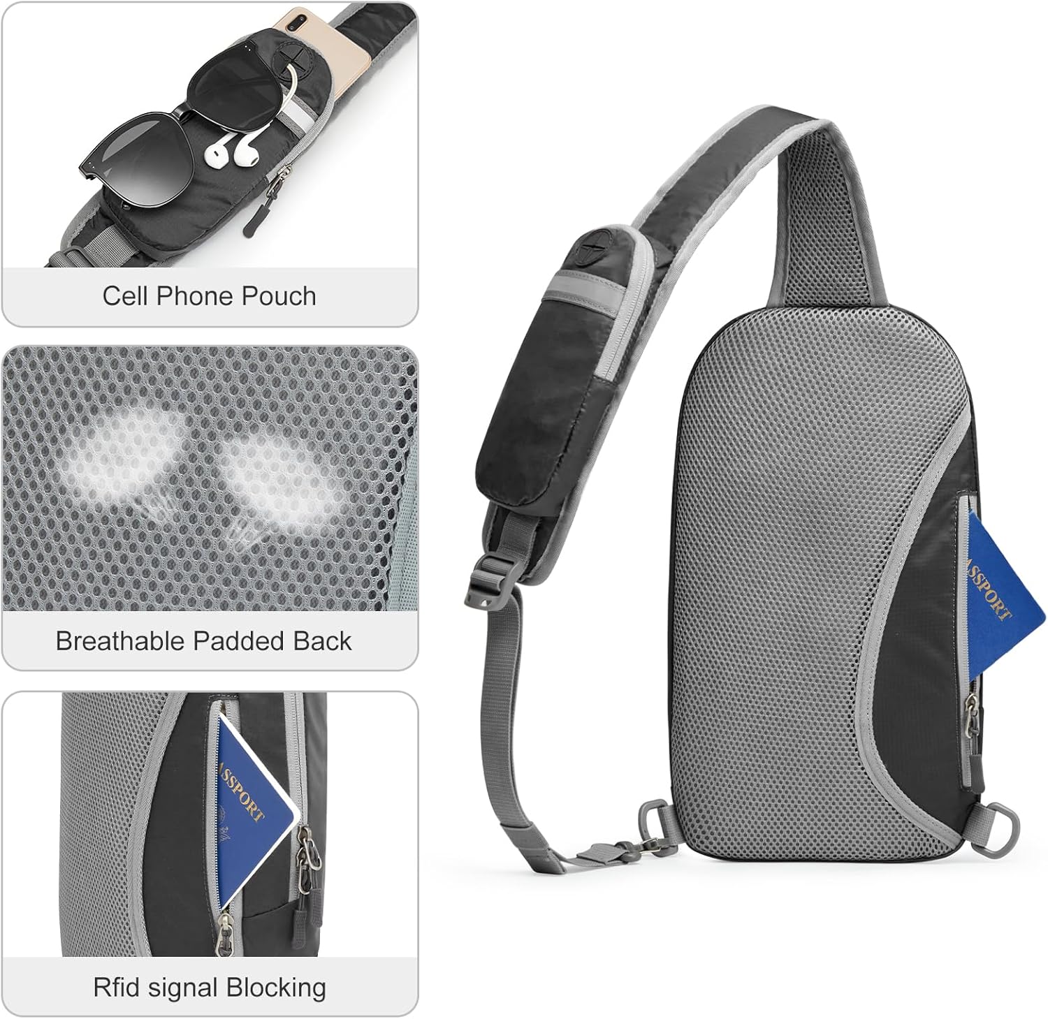 G4Free Mochila cruzada ligera con bloqueo RFID, bolsa de hombro para viajes, deportes, correr