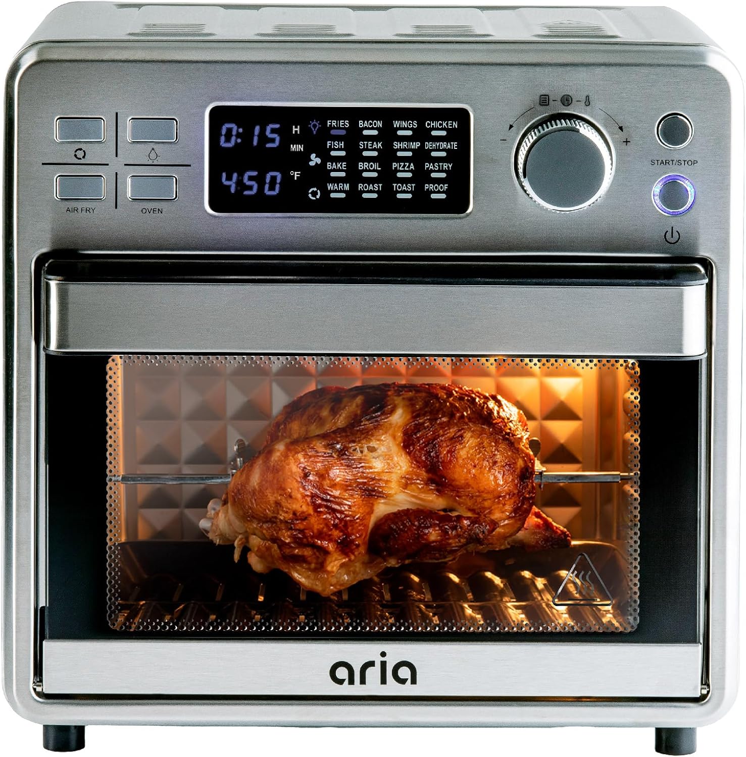 Ariawave – Mini freidora de aire y horno tostador de 16 cuartos de galón, multifuncional con 15 ajustes preestablecidos, freír, hornear, asar,