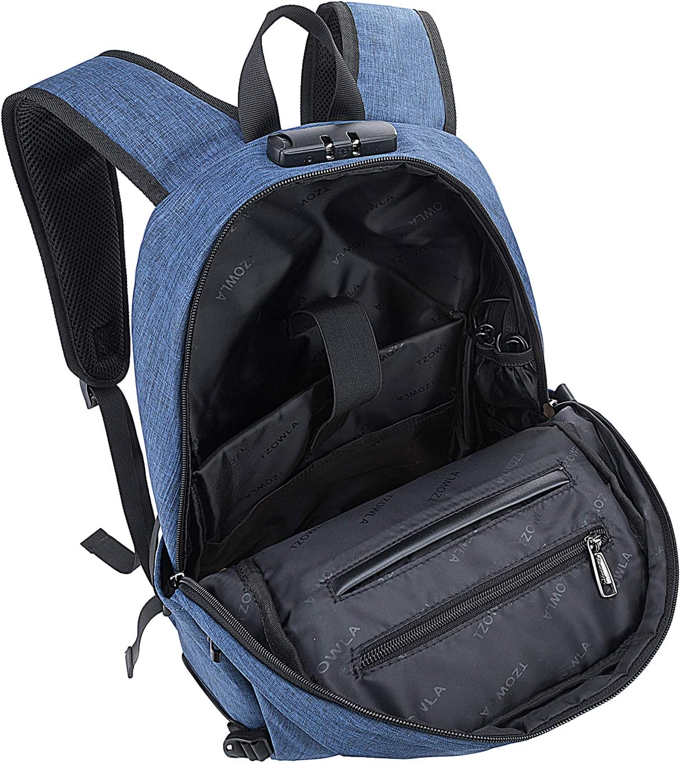 Tzowla, mochila de negocios para computadora portátil antirrobo, con puerto de carga USB y bloqueo de 15,6 pulgadas para mujeres y hombres, mochila