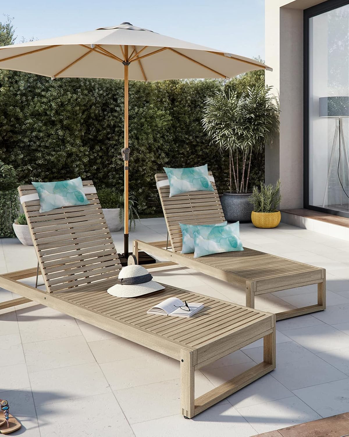 Almohada para silla de playa para exteriores, diseño de mármol aguamarina, para tumbona, estética abstracta, arte minimalista, reclinable, almohada