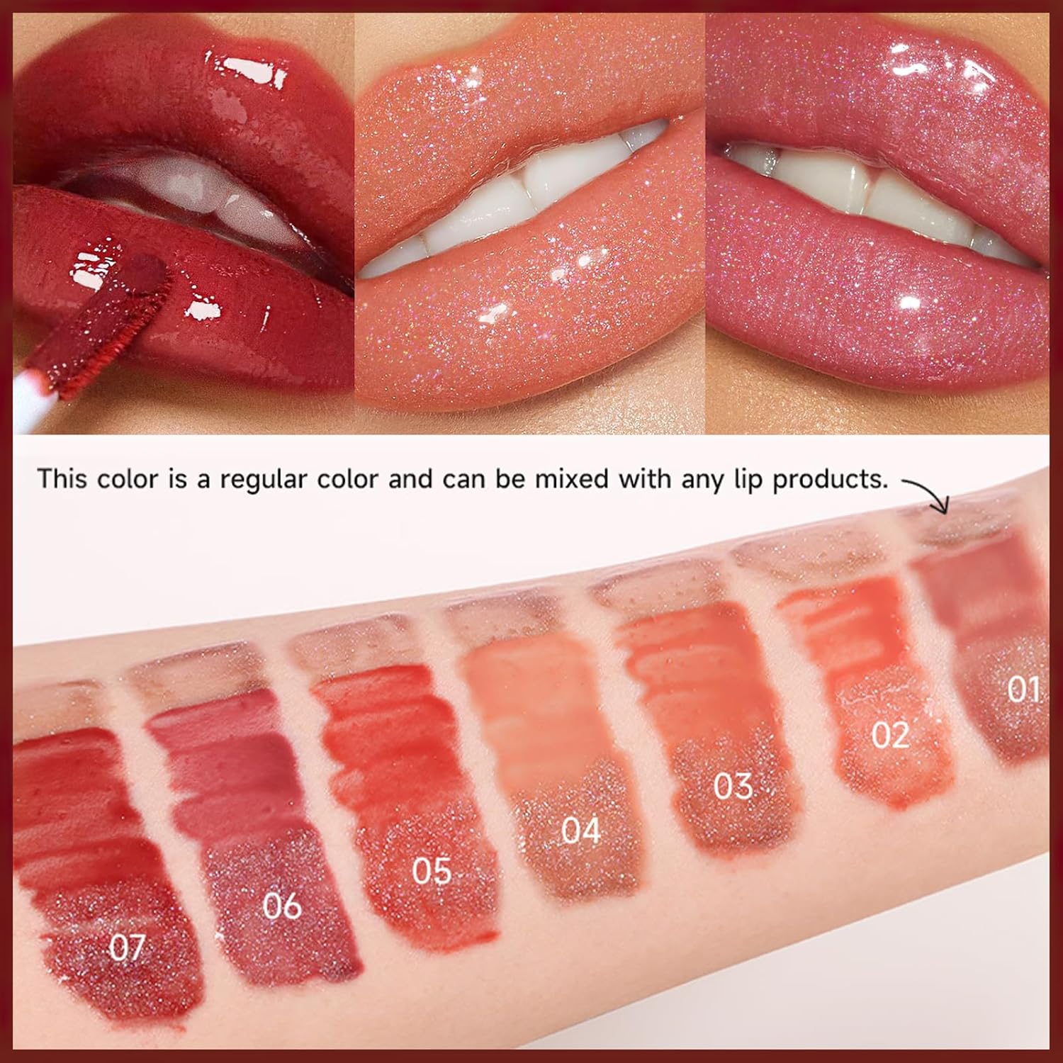 Brillo labial 2 en 1 de doble punta, lápiz labial líquido brillante brillante, aceite de labios hidratante, acabado húmedo, alto brillo, larga