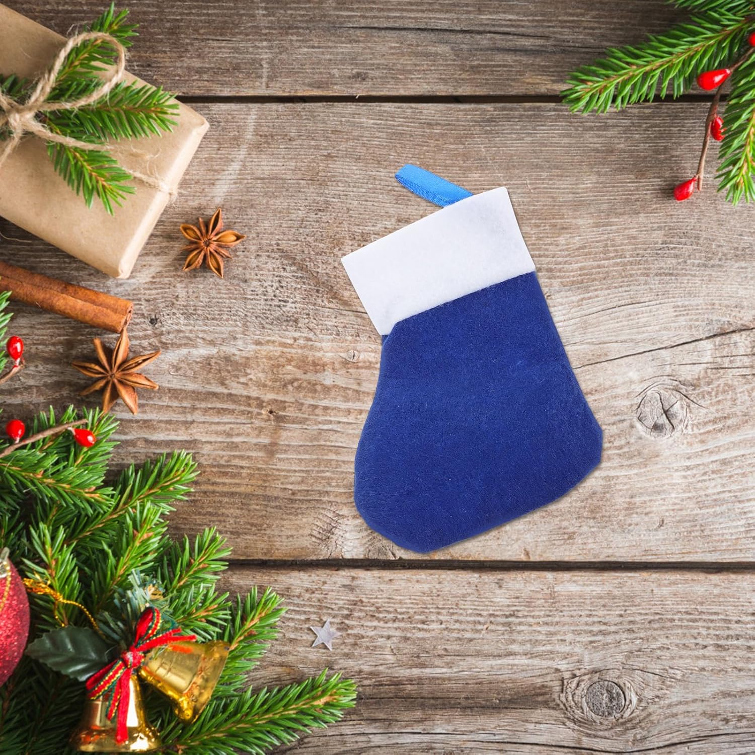 8 piezas de cubiertos de Navidad para calcetines de Navidad, cubiertos de cena, decoración de fiesta (azul)