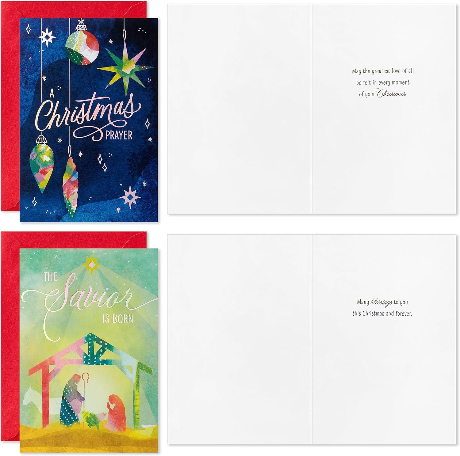 Hallmark – Surtido de tarjetas de Navidad religiosas en caja, Star of Wonder (36 tarjetas y sobres) rosa, azul, amarillo, verde, naranja
