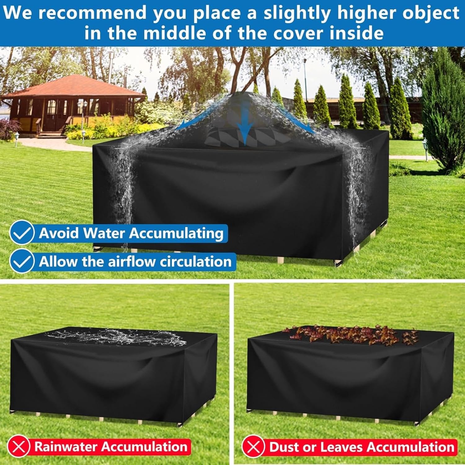 Juego de fundas impermeables para muebles de patio de invierno, 70.9 x 47.2 x 39.4 in, para uso general, para exteriores, muebles de patio, 600D
