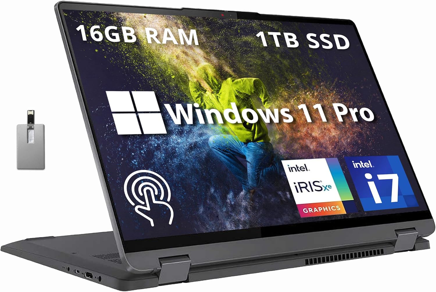Lenovo IdeaPad Flex 5 – Laptop con pantalla táctil IPS 2 en 1 2.5K de 16 pulgadas, Intel Core i7-1255U, 16 GB de RAM, SSD de 1 TB, teclado