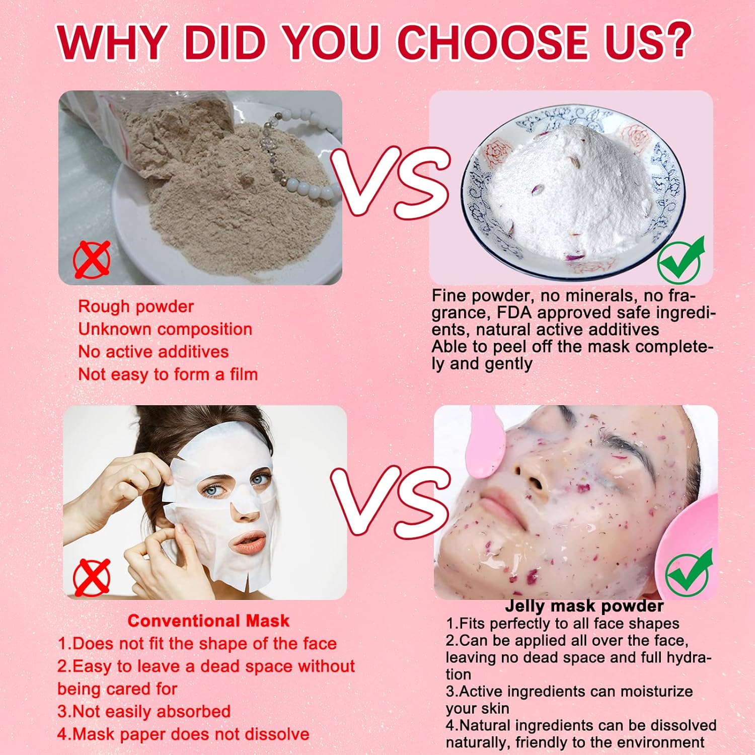 Máscara facial profesional de gelatina para tratamientos faciales  Mejora de oro de 24 quilates y rosa búlgara para el cuidado de la piel para