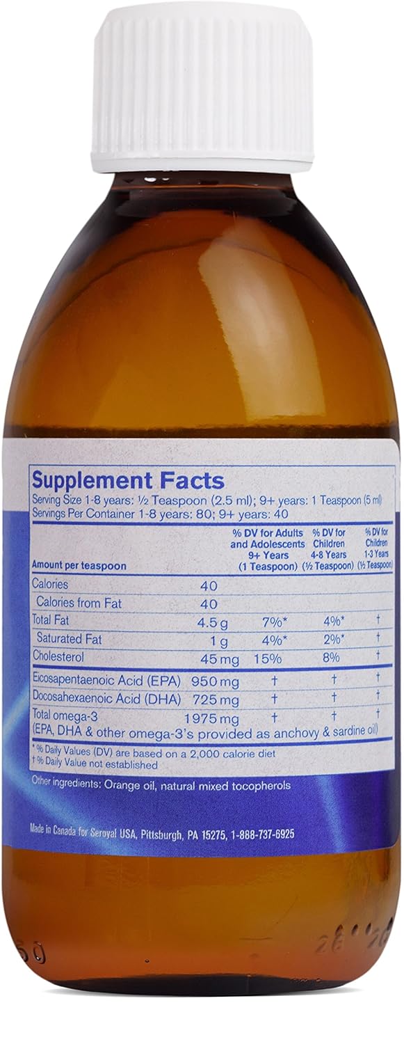 Pharmax Aceite de pescado puro Finest  Suplemento EFA con aceite esencial de naranja para apoyar la salud ósea, cerebral y cardiovascular, 6.8 onzas