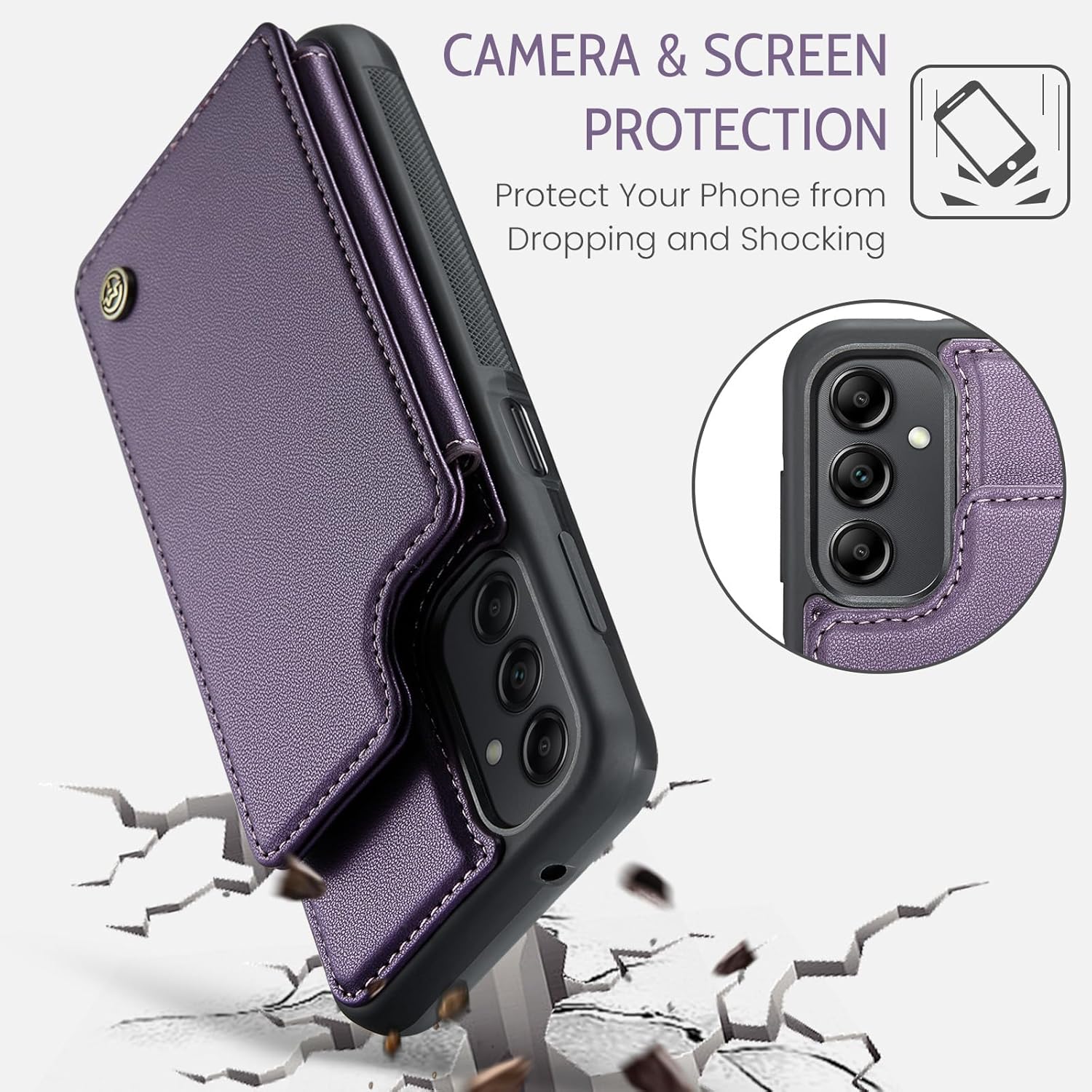 Para Samsung Galaxy A14 5G Wallet Case RFID Bloqueo PU Funda De Cuero Con Soporte Magnético Para Tarjeta Flip Kickstand Delgado A Prueba De Golpes