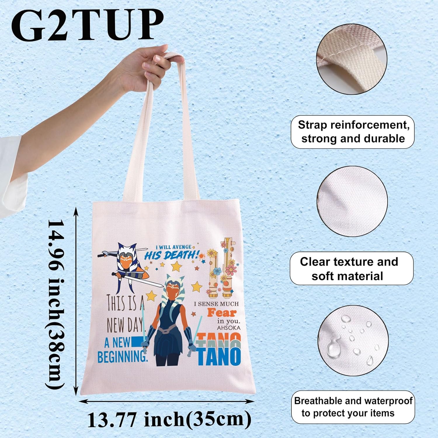 G2TUP Ahsoka Tano Inspired – Bolsa de mano reutilizable Jedi para fanáticos de Ahsoka