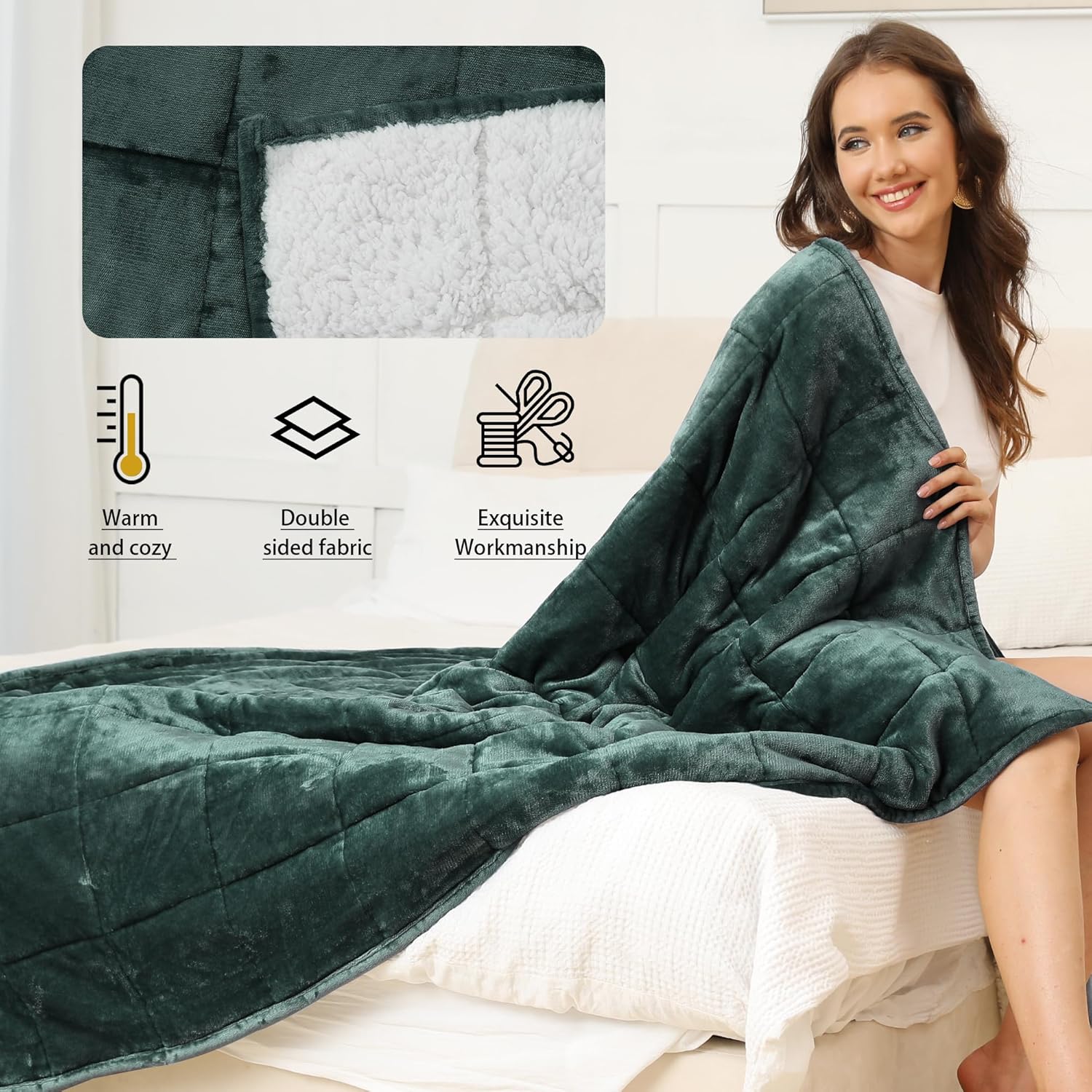 Alomidds Manta con peso, manta con peso de forro polar Sherpa para niños, sherpa cálida y acogedora manta de franela suave para acurrucarse, manta