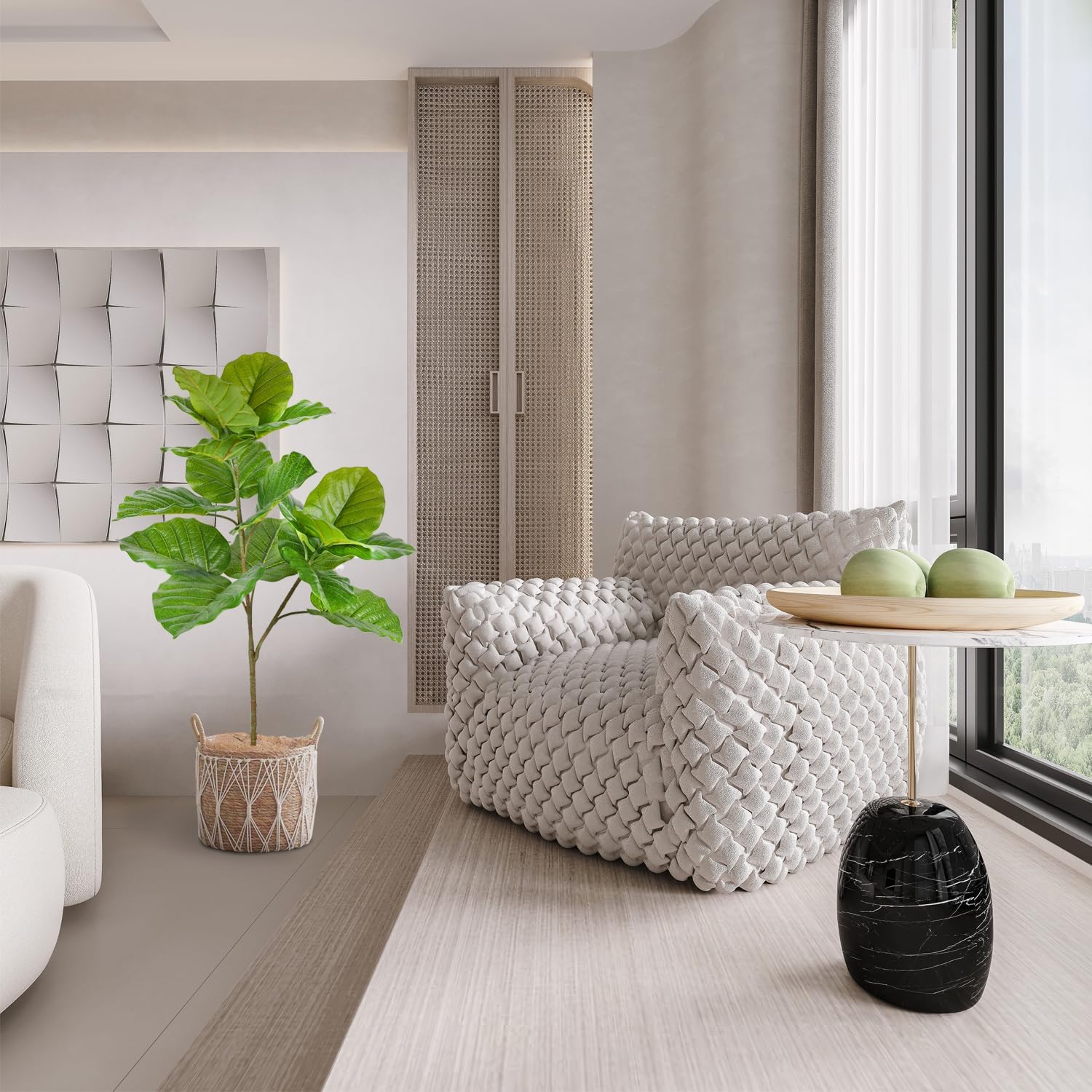 Árbol artificial de Umbellata Ficus Umbellata de 39 pulgadas de alto, árbol de imitación al tacto para decoración del hogar, oficina, centro