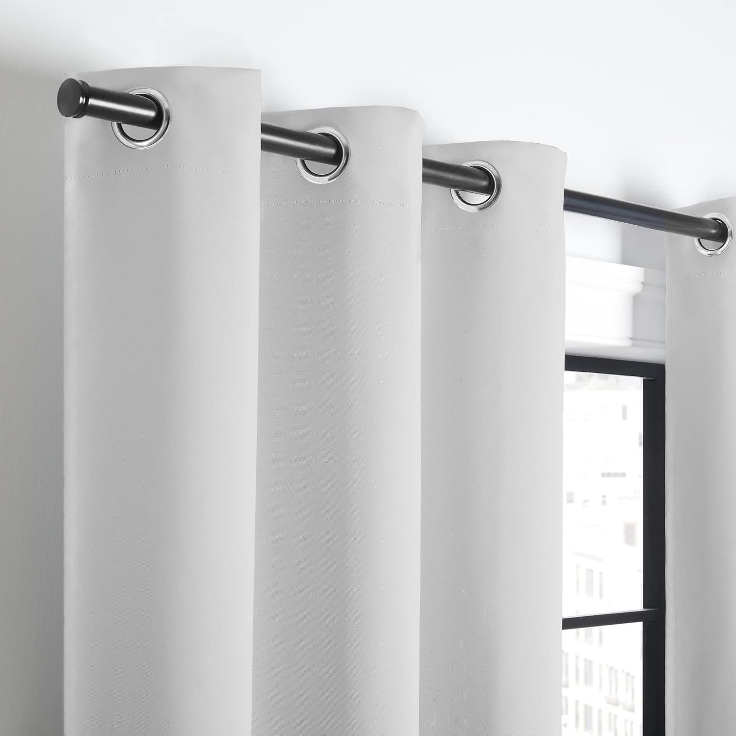 ECLIPSE Andover cortinas blackout, térmicas y sólidas de triple tejido, con ojales, para dormitorio (2paneles), 42pulgadas x 54pulgadas, blanco