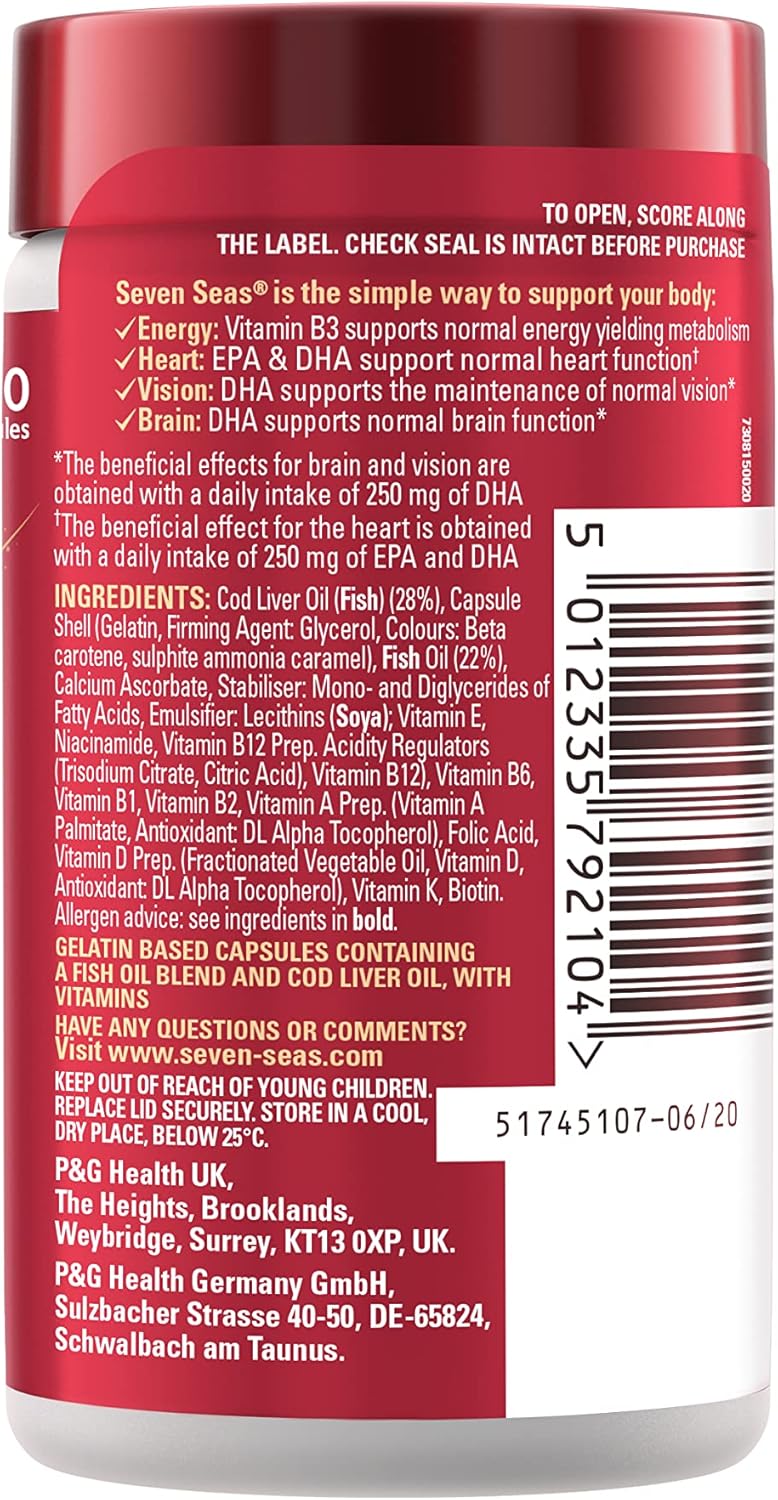 Seven Seas Aceite de hígado de bacalao y vitaminas múltiples 90 cápsulas