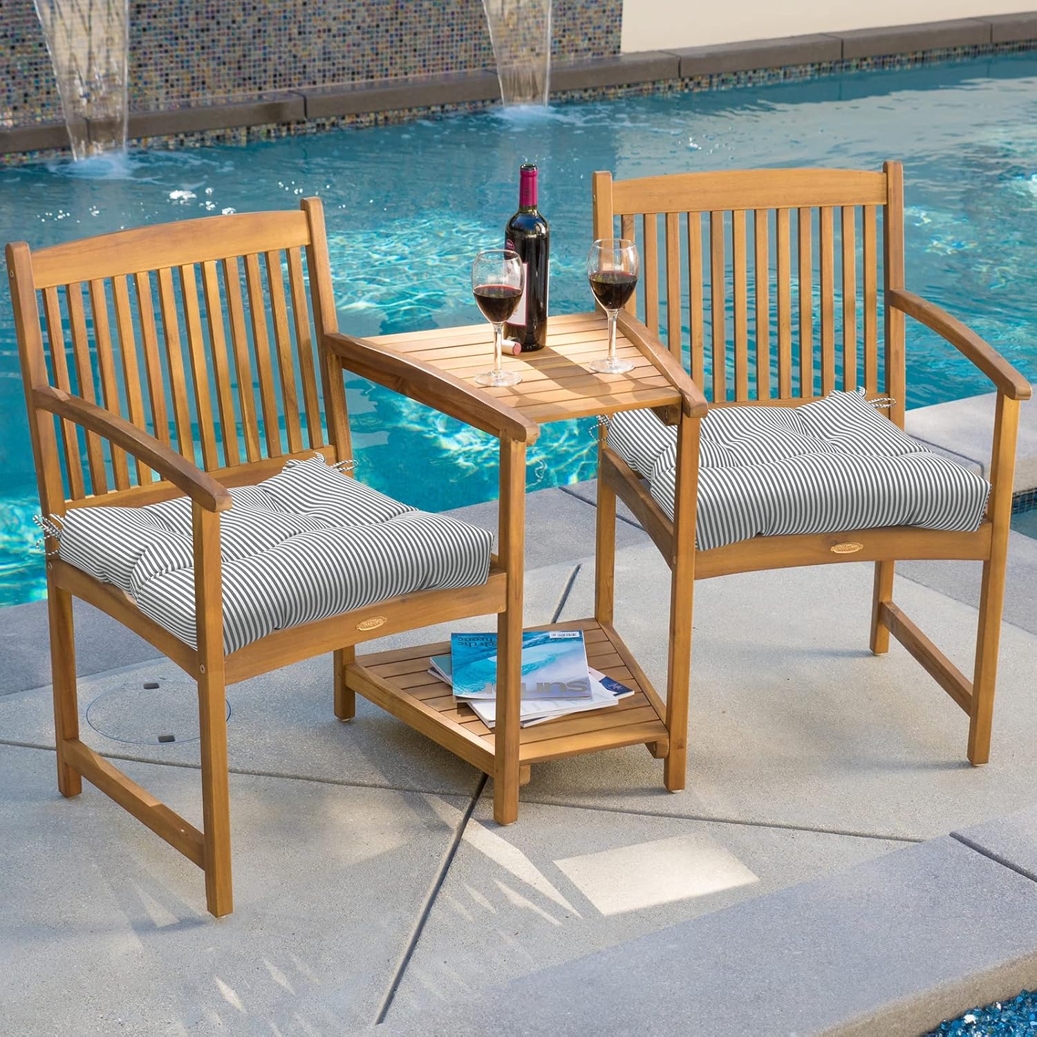 LVTXIII Juego de 2 cojines cuadrados de mimbre para interiores y exteriores, juego de 2 cojines de asiento gruesos decorativos para patio, jardín,
