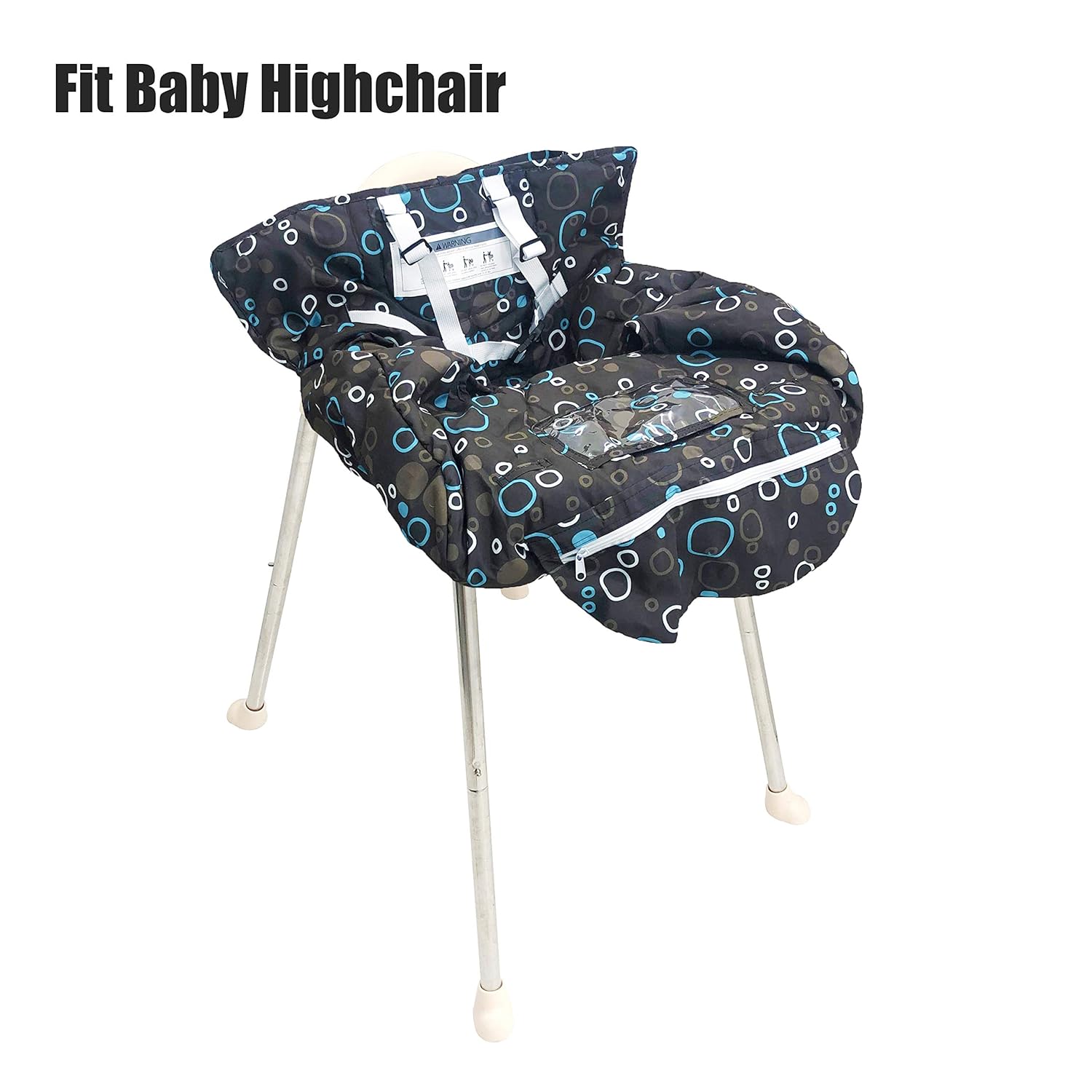 Funda de asiento portátil 2 en 1 para carrito de comestibles y funda para silla de bebé (círculo negro)