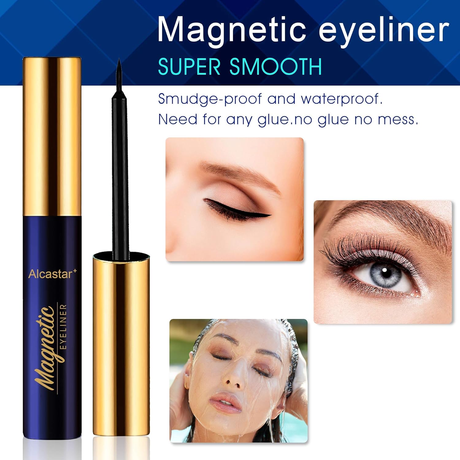 Pestañas magnéticas con kit de delineador de ojos, pestañas magnéticas reutilizables, impermeables, de larga duración, fáciles de aplicar.