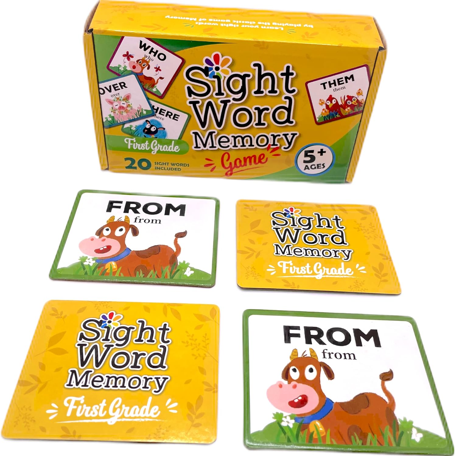 Juego de memoria de palabras a la vistajuego de combinación. Lectura y desarrollo del lenguaje para los grados Pre-Kindergarten a Segundo Grado.