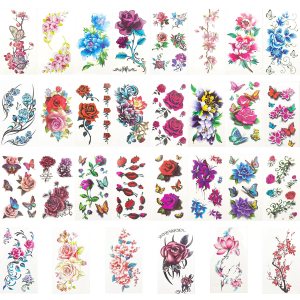 ELANE 25 hojas de tatuaje temporal pegatinas de tatuaje corporal, tatuaje falso impermeable extraíble etiqueta corporal, cuello de mano muñeca arte ELANE 25 hojas de tatuaje temporal pegatinas de tatuaje corporal, tatuaje falso impermeable extraíble etiqueta corporal, cuello de mano muñeca arte