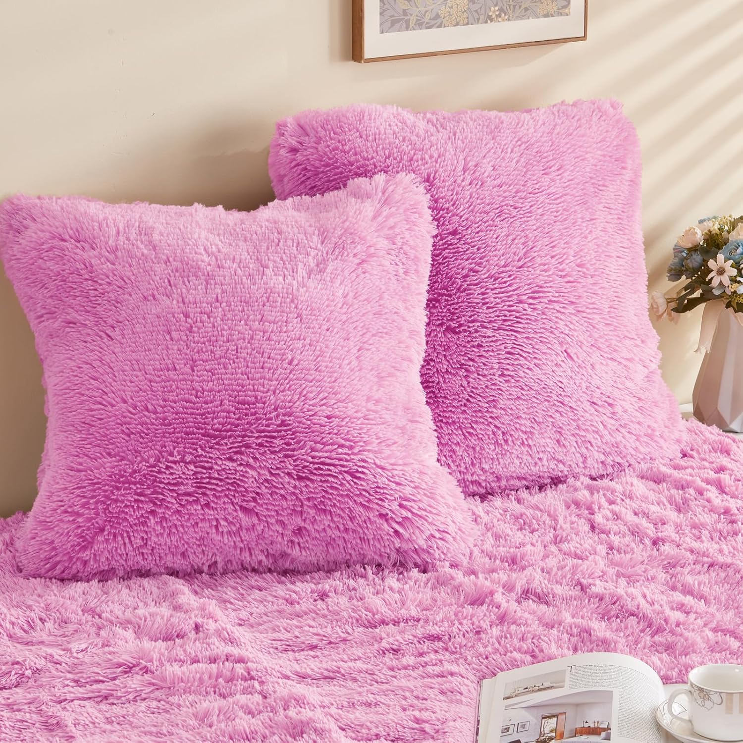GONAAP Funda de almohada de piel sintética decorativa para sofá, cama de automóvil, 18 x 18 pulgadas (rosa claro, 18 x 18 pulgadas (paquete de 2))
