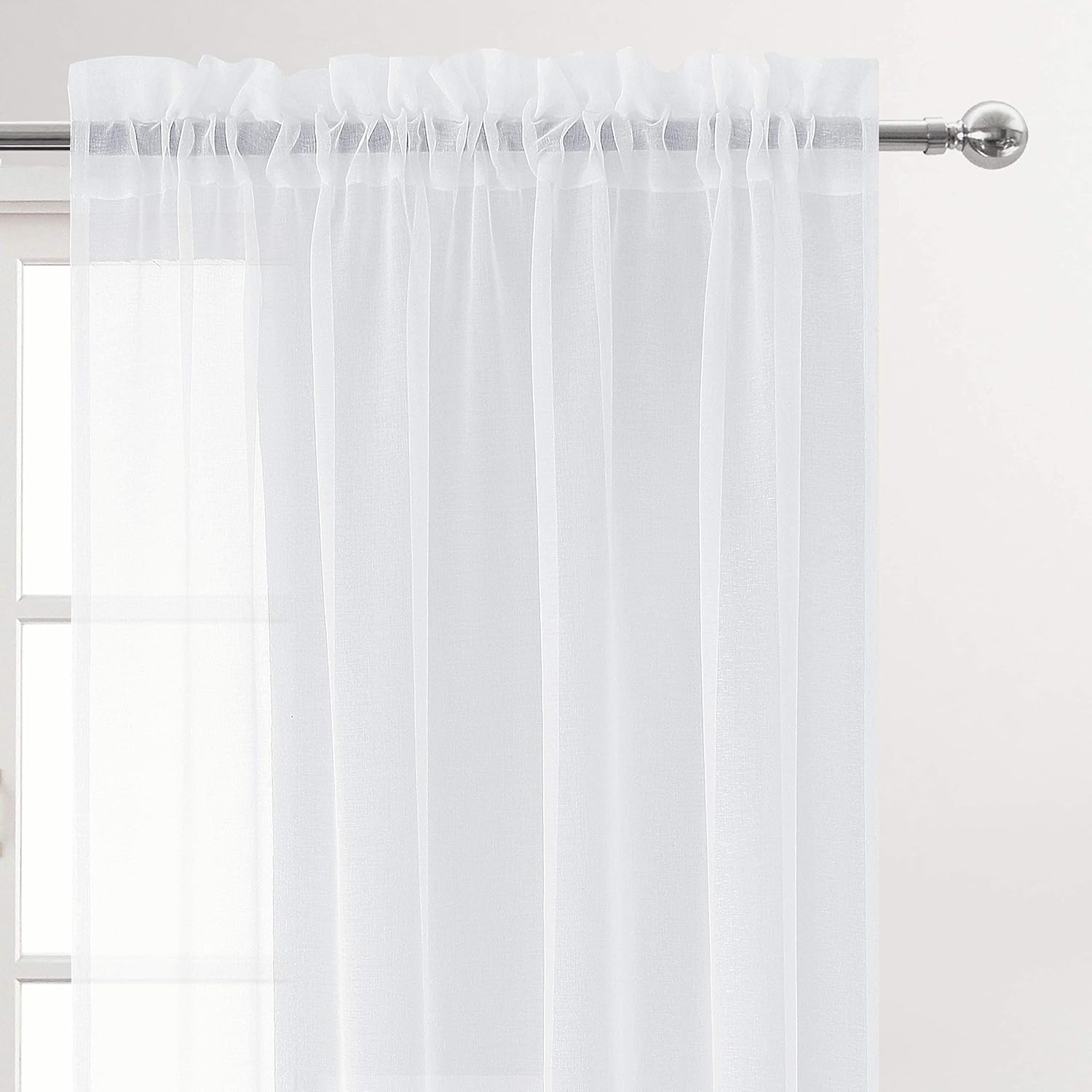 DWCN Cortinas traslúcidas blancas de gasa semitransparente con bolsillo para barra para dormitorio y sala de estar, 70 x 63 pulgadas de largo, juego