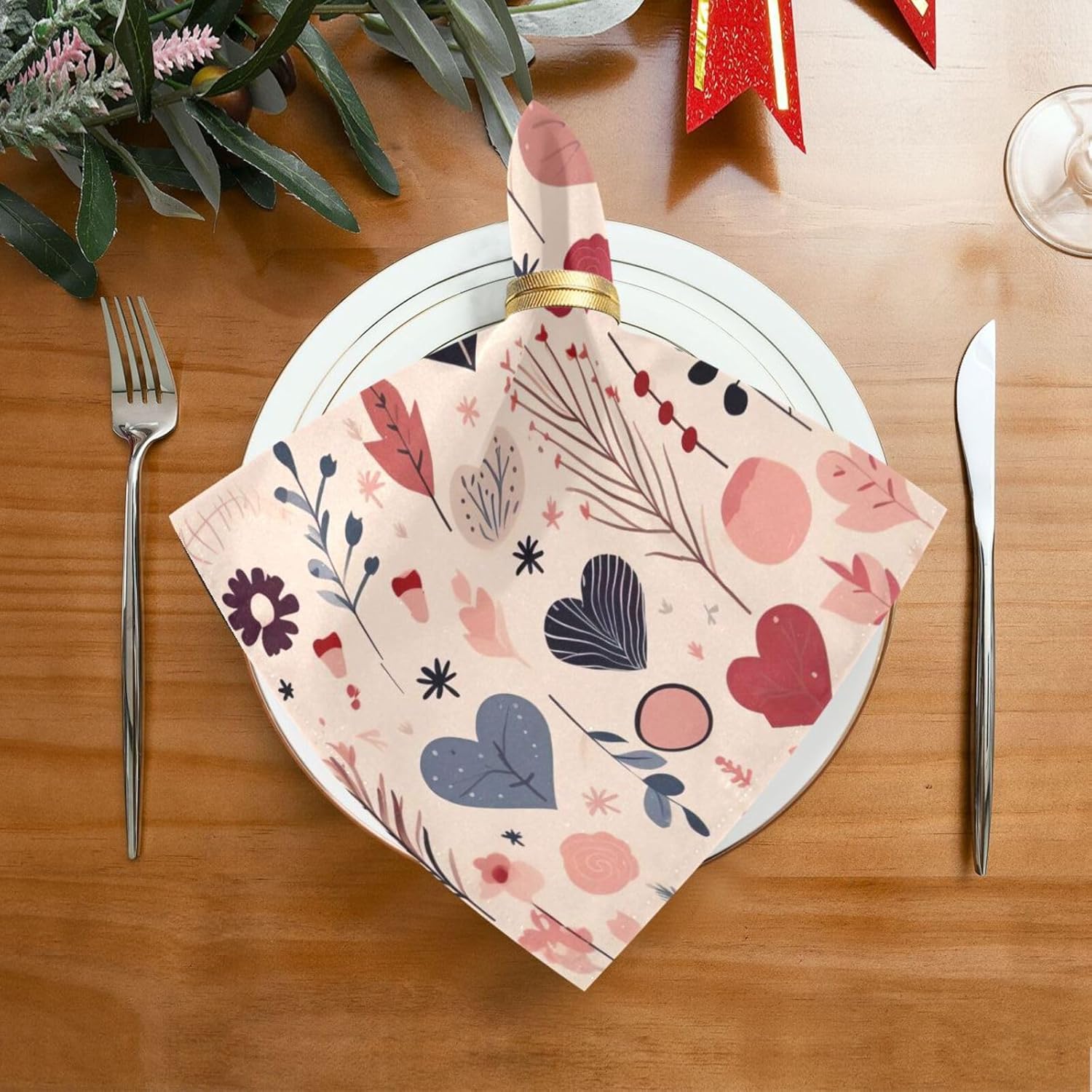 Burbuja Juego de 6 servilletas de tela de corazón de San Valentín, 20 x 20 pulgadas, lavables, decorativas, para cenas familiares, bodas, fiestas,