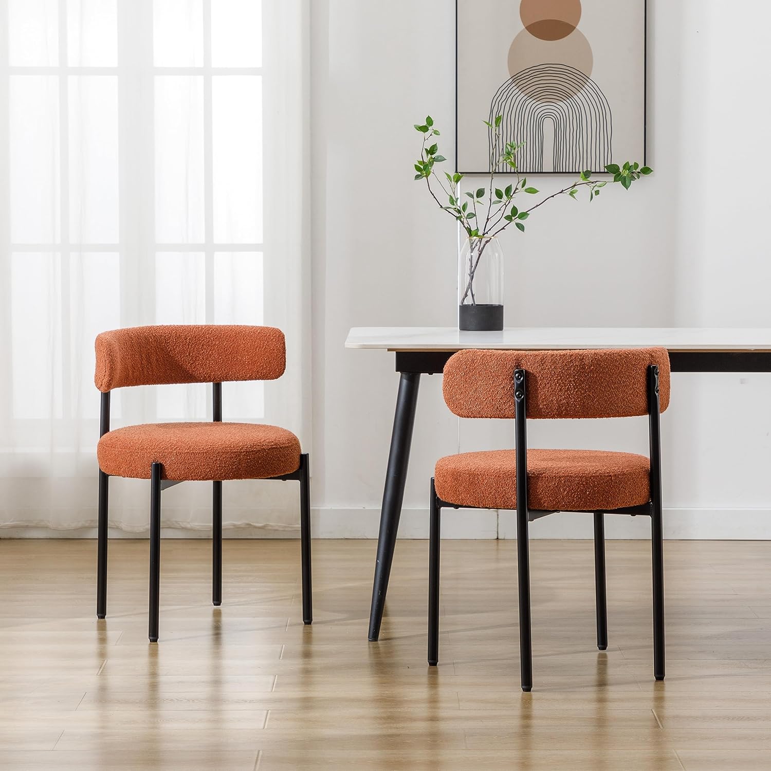 Locus Bono Boucle – Juego de 2 sillas de comedor, modernas sillas de comedor tapizadas, sillas de cocina sin brazos para comedor, sala de estar,