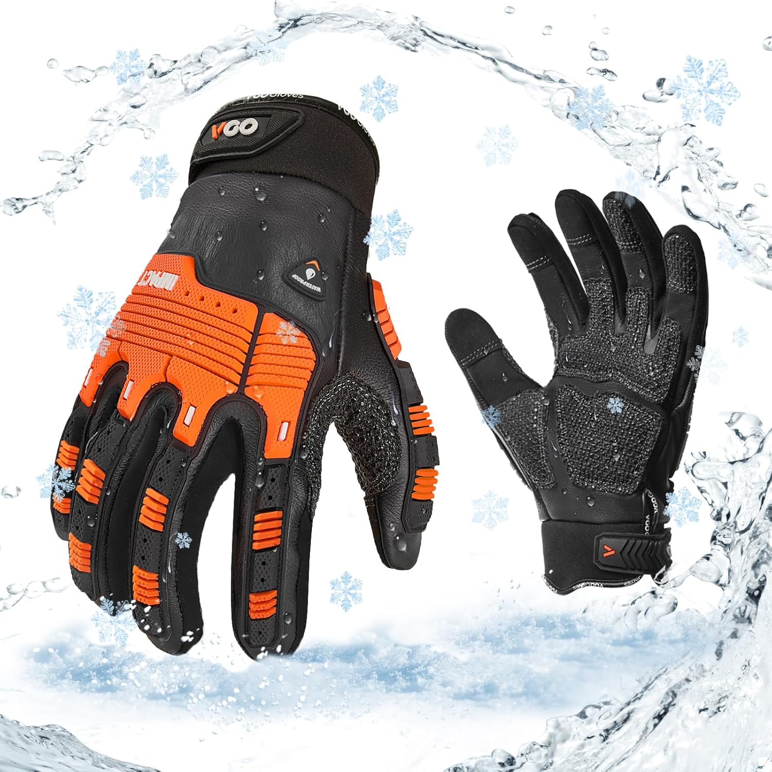Vgo… -4.0 F-4F COLDPROOF,Guantes de cuero de trabajo de invierno, guantes de mecánico, guantes de impacto, guantes antivibración, resistentes,