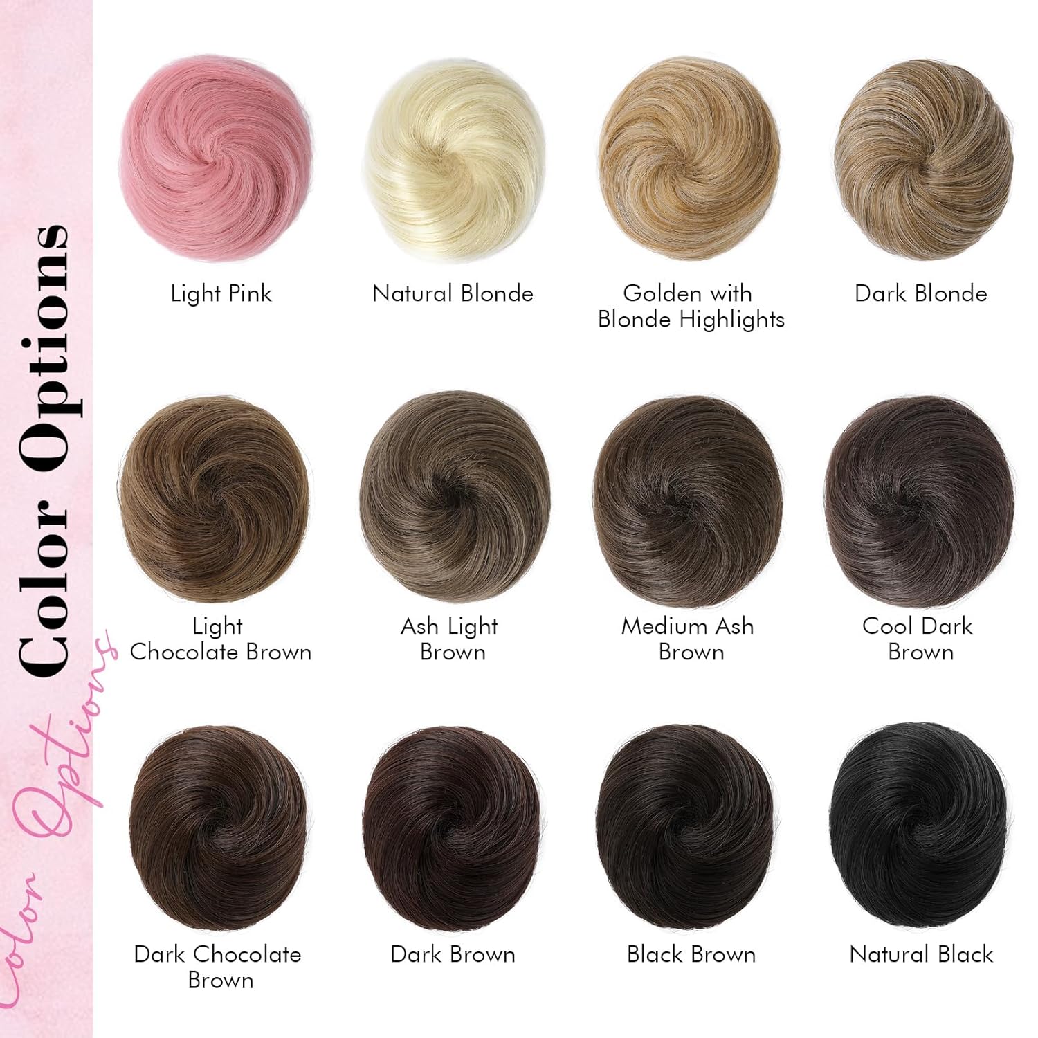 REECHO 2 extensiones de moño para cabello con clip de pinza HB001, accesorio de peluca, extensiones de peinado hacia arriba para mujeres y niñas