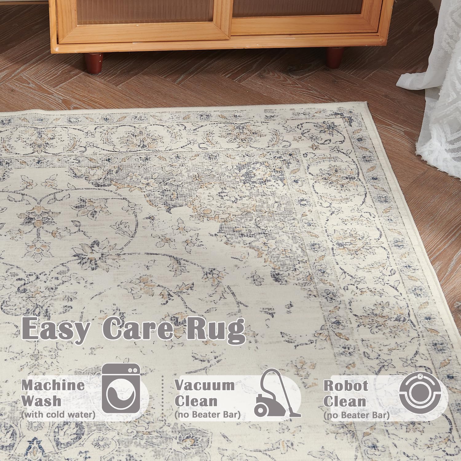 jinchan Alfombra de área de 6 x 9 pies, alfombra vintage para sala de estar, alfombra vintage de medallón floral, alfombra para dormitorio, alfombra