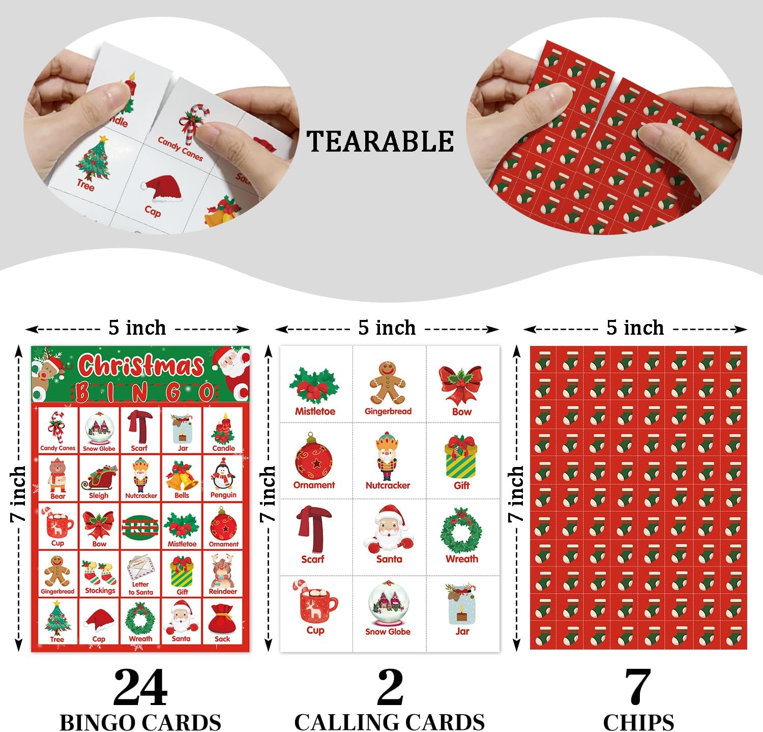 Lesixur Juegos de bingo de Navidad – Juegos de bingo de Navidad para 24 jugadores, suministros de fiesta de Navidad, juegos de bingo de vacaciones