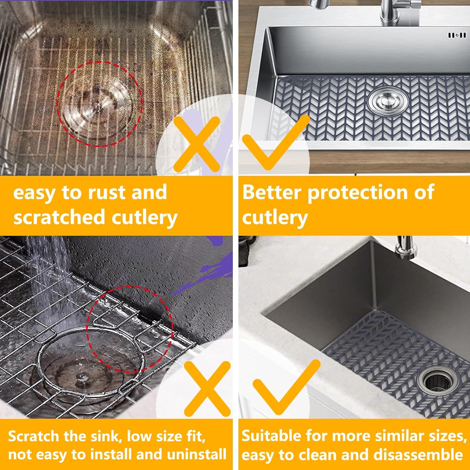 JOOKKI Protectores de fregadero para fregadero de cocina de 13 x 11 y 16 x 12 y 18 x 12 y 19 x 13 y 24 x 12.5 y 26 x 14 y 28 x 14 y 29 x 15