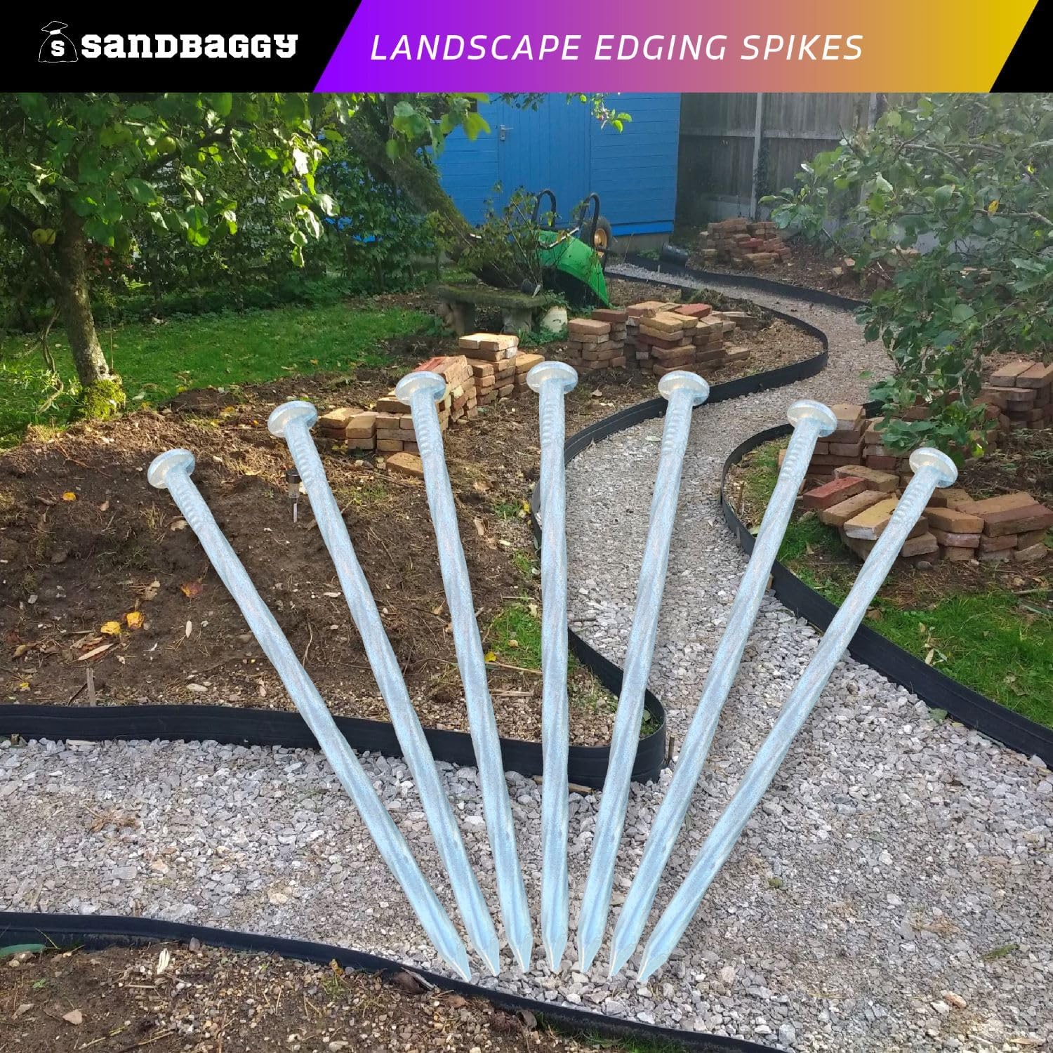 Sandbaggy Landsacpe galvanizado de 6 pulgadas, clavos de paisaje en espiral, acero de calibre 7, ideales para suelos rocosos duros, también ideales
