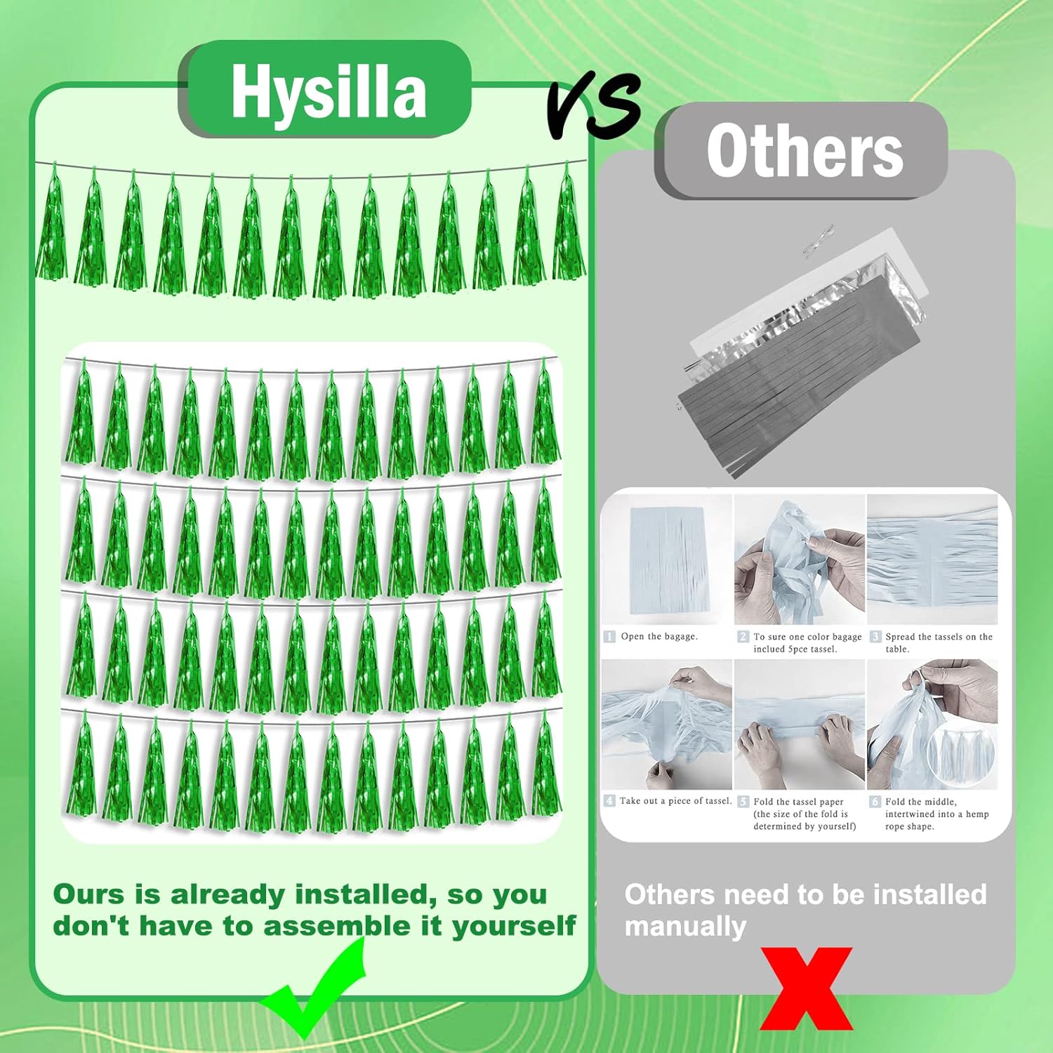 Guirnalda de flecos metálicos con flecos de papel de aluminio verde 3P para flotadores de desfile, despedida de soltera, boda, cumpleaños,