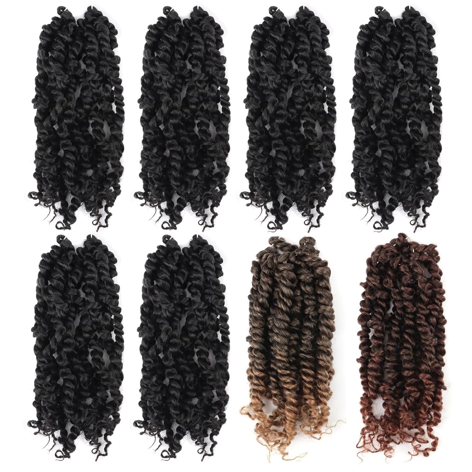 ToyoTress Tiana Passion Twist Hair – Paquetes combinados de 10 pulgadas (1B-6P+T27-1P-T30-1P), extensiones de cabello sintético pretrenzado